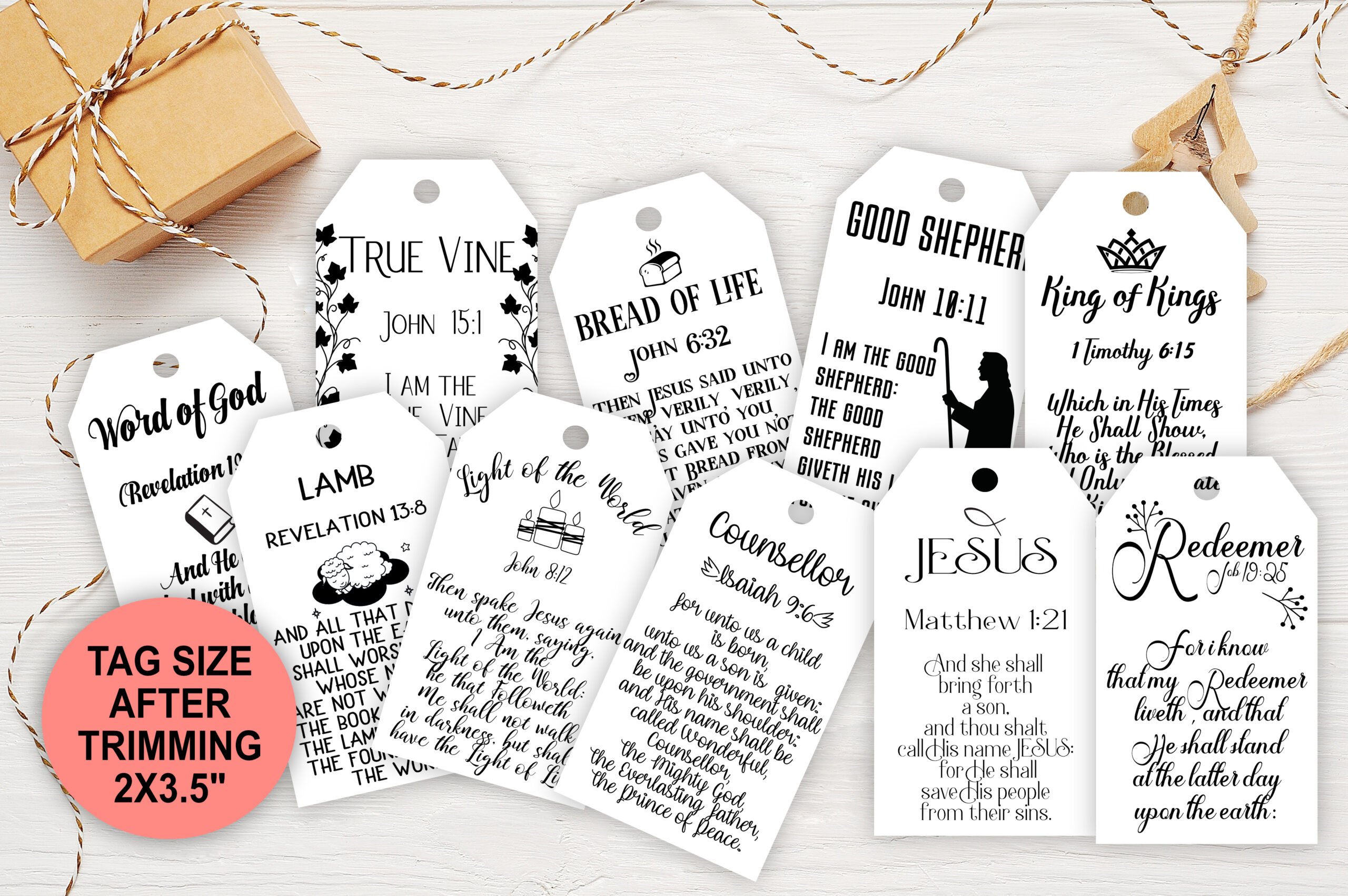 Christmas Jesus Names Gift Tags 12 days of christmas gift tags