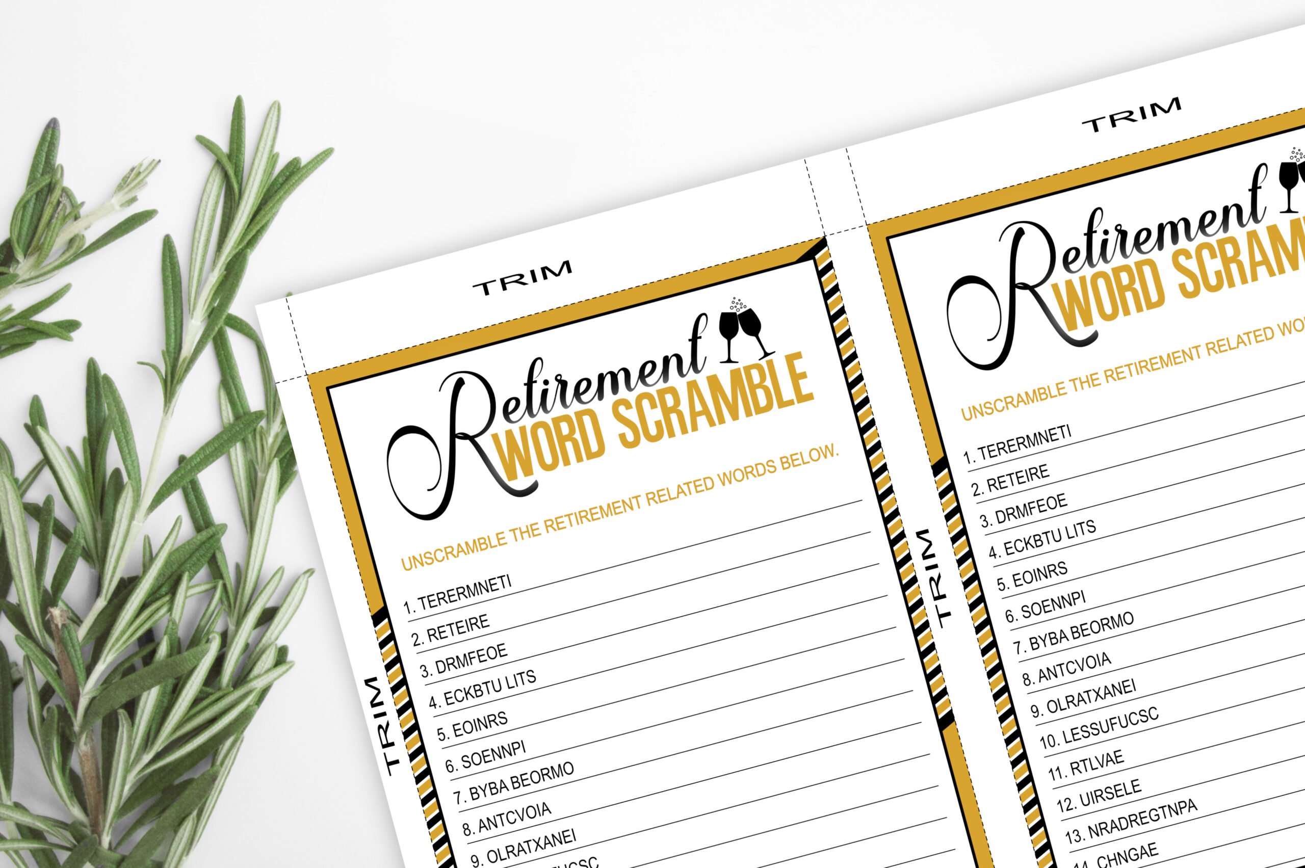 GAMES RETIREMENT Word Scramble Game Fun Retirement Party Game