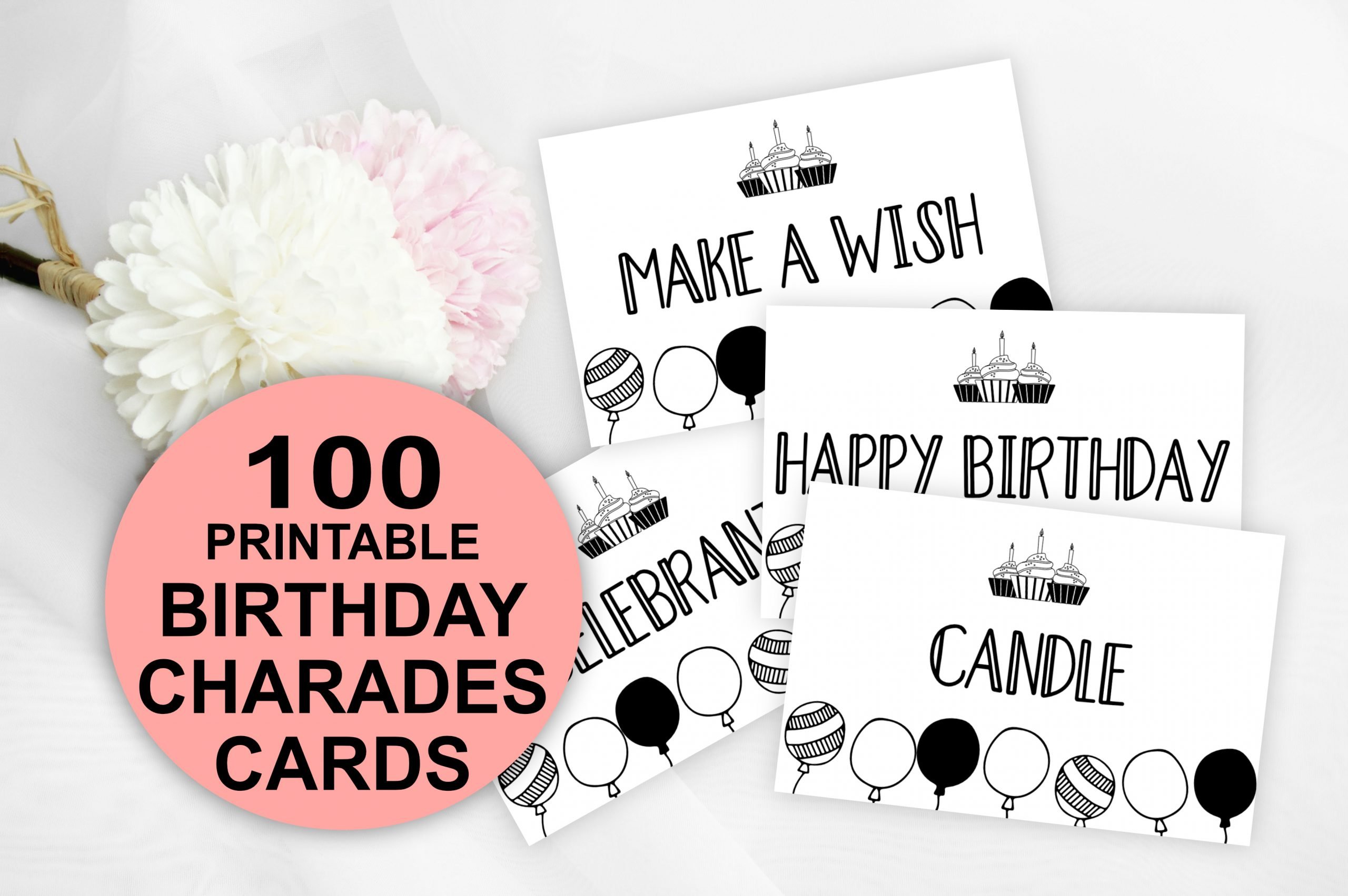 Birthday Games 100 Birthday Party Charades Game Cards bIRTHDAY