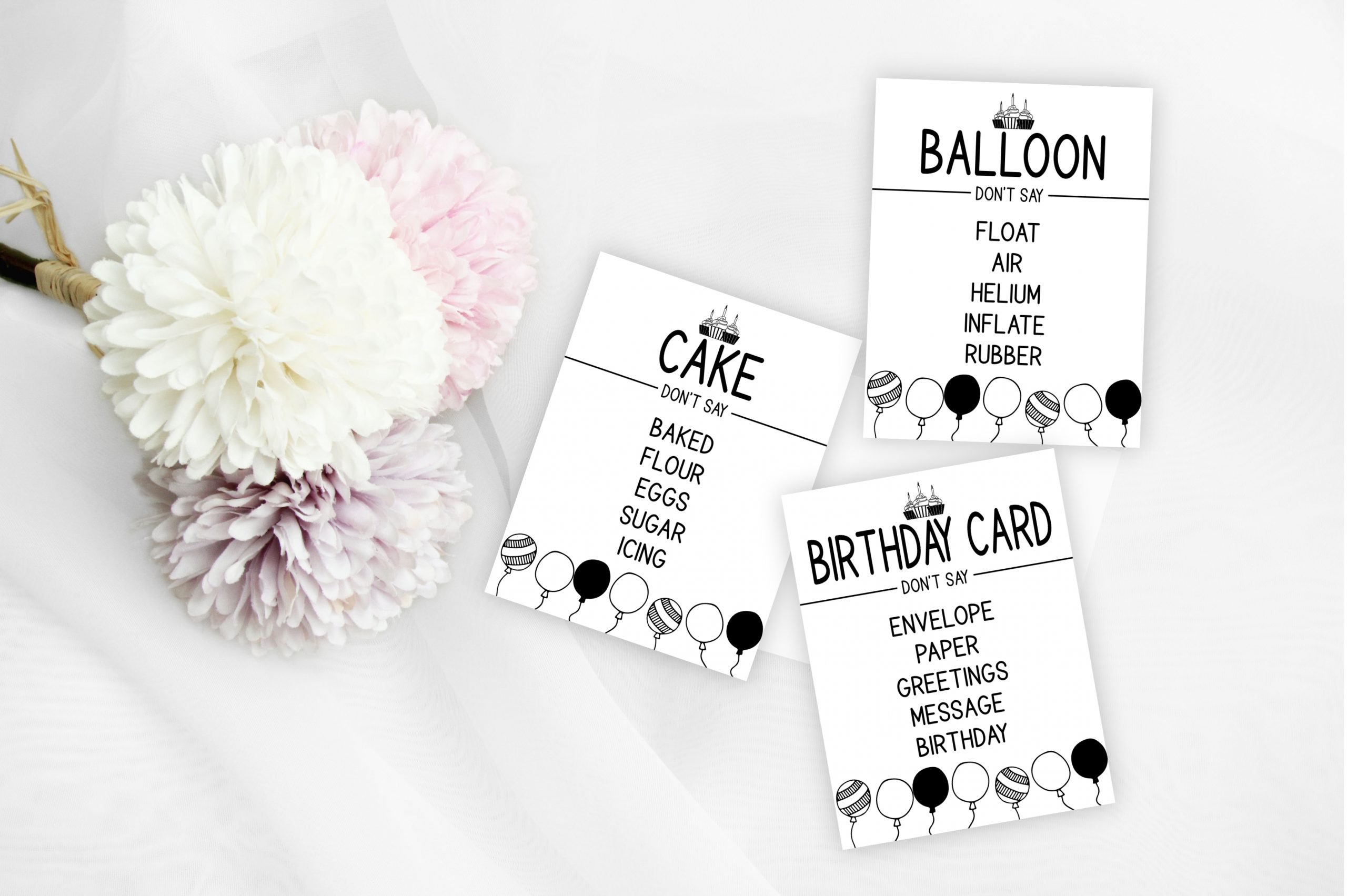 Birthday Games 60 Printable Birthday Taboo Game Cards Adult