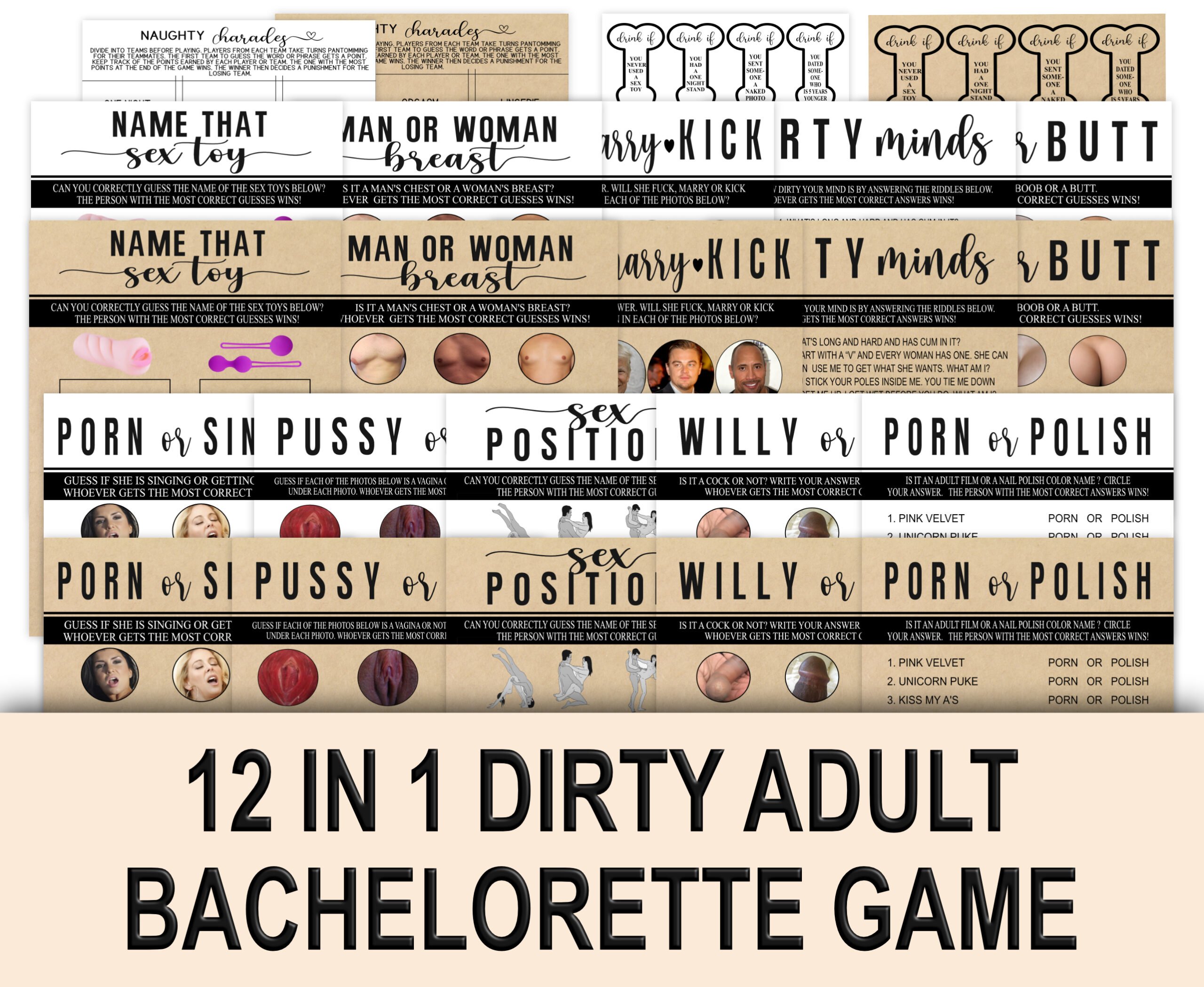 Bridal Shower Games Rustic Adult Dirty Naughty Games Pack Hen do party games