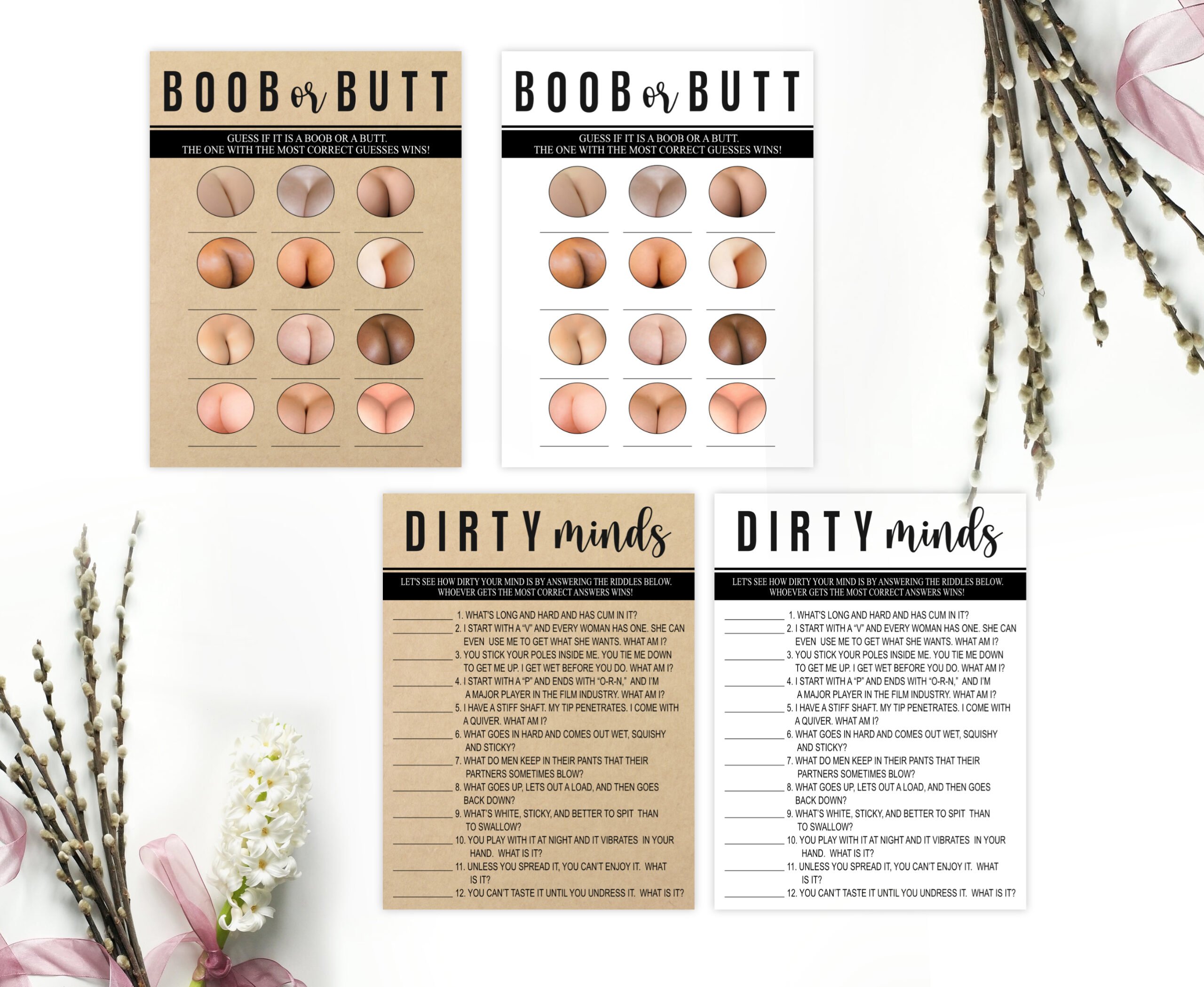 Bridal Shower Games Rustic Adult Dirty Naughty Games Pack Hen do party games