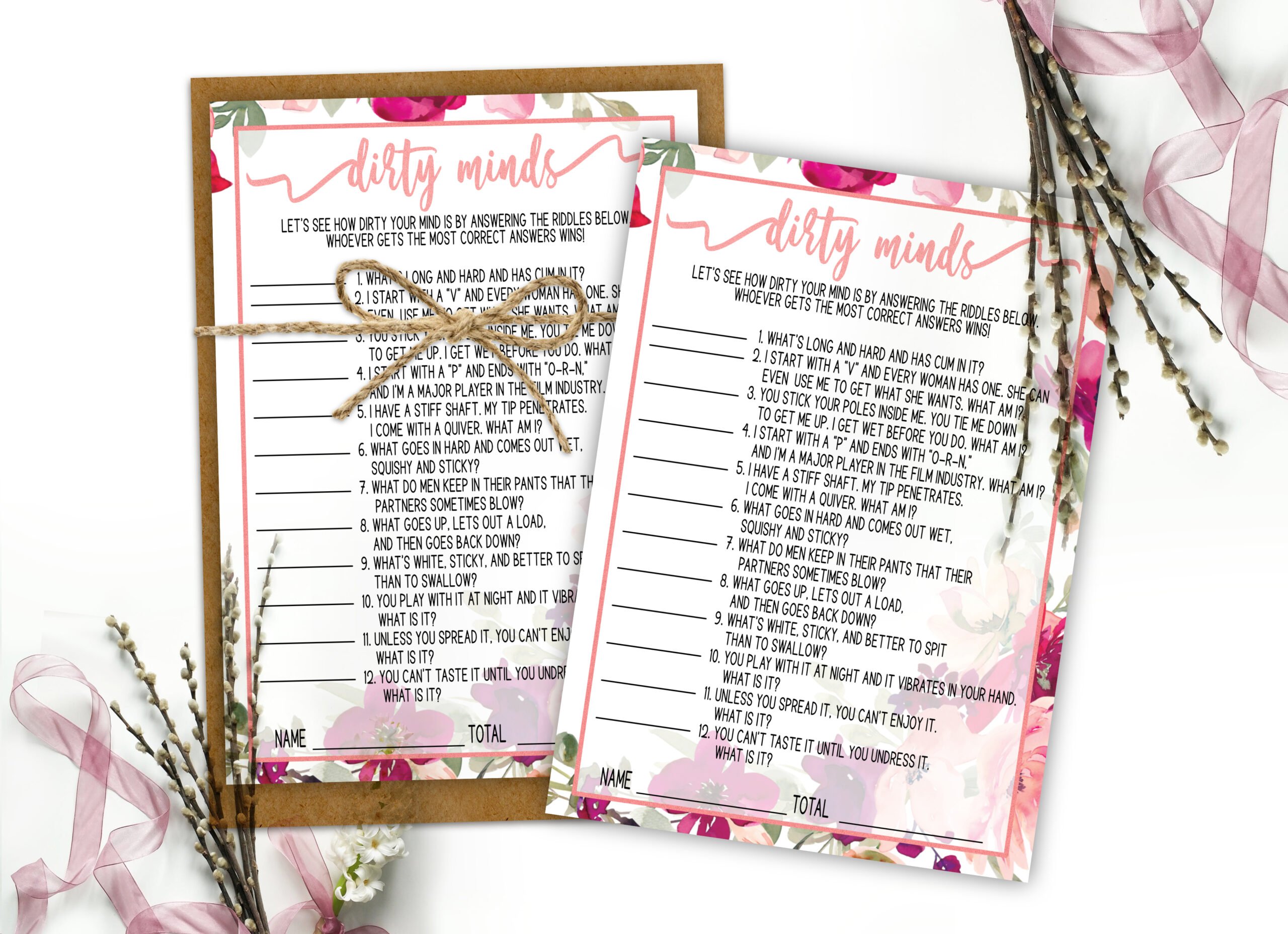 Bridal Shower Games Dirty Minds Game Bridal Shower Game, Bachelorette Game Adult Dirty Minds Game