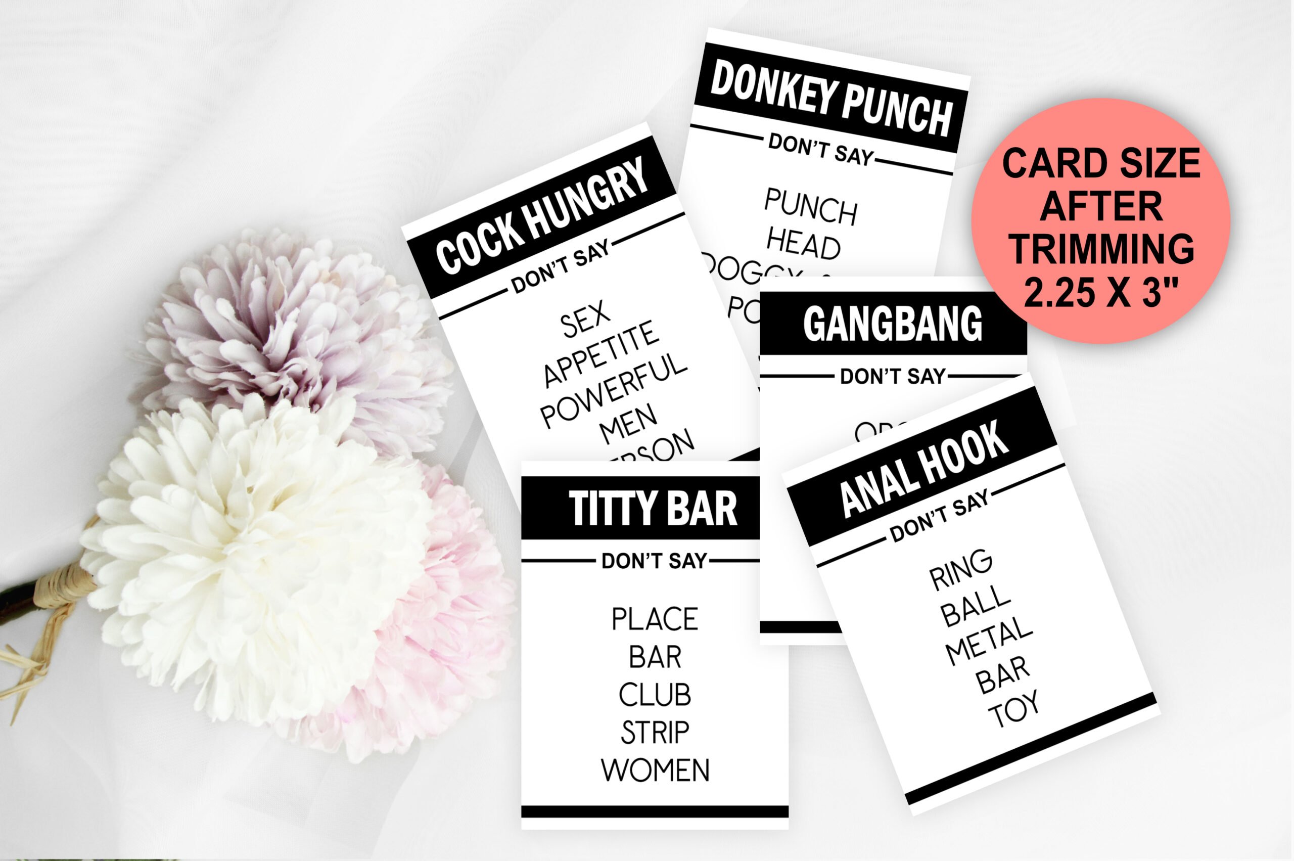 Bridal Shower Games Dirty Naughty Taboo Game Cards – Printable Adult Taboo