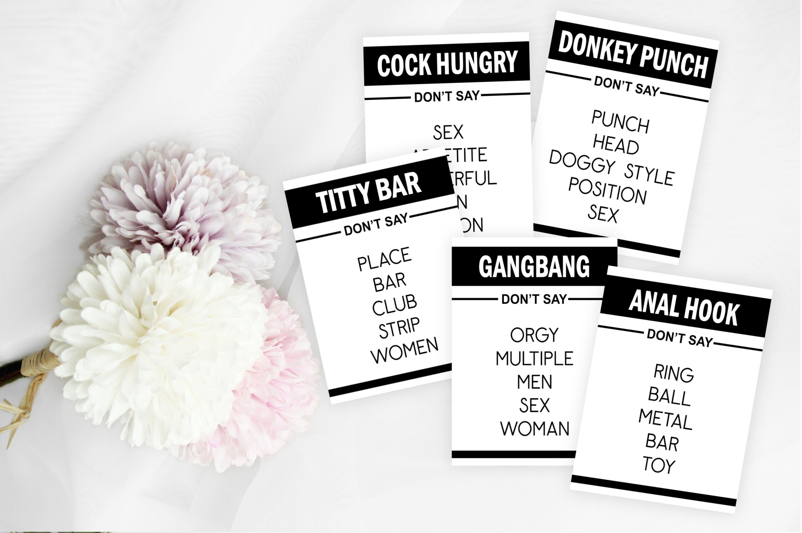 Bridal Shower Games Dirty Naughty Taboo Game Cards – Printable Adult Taboo