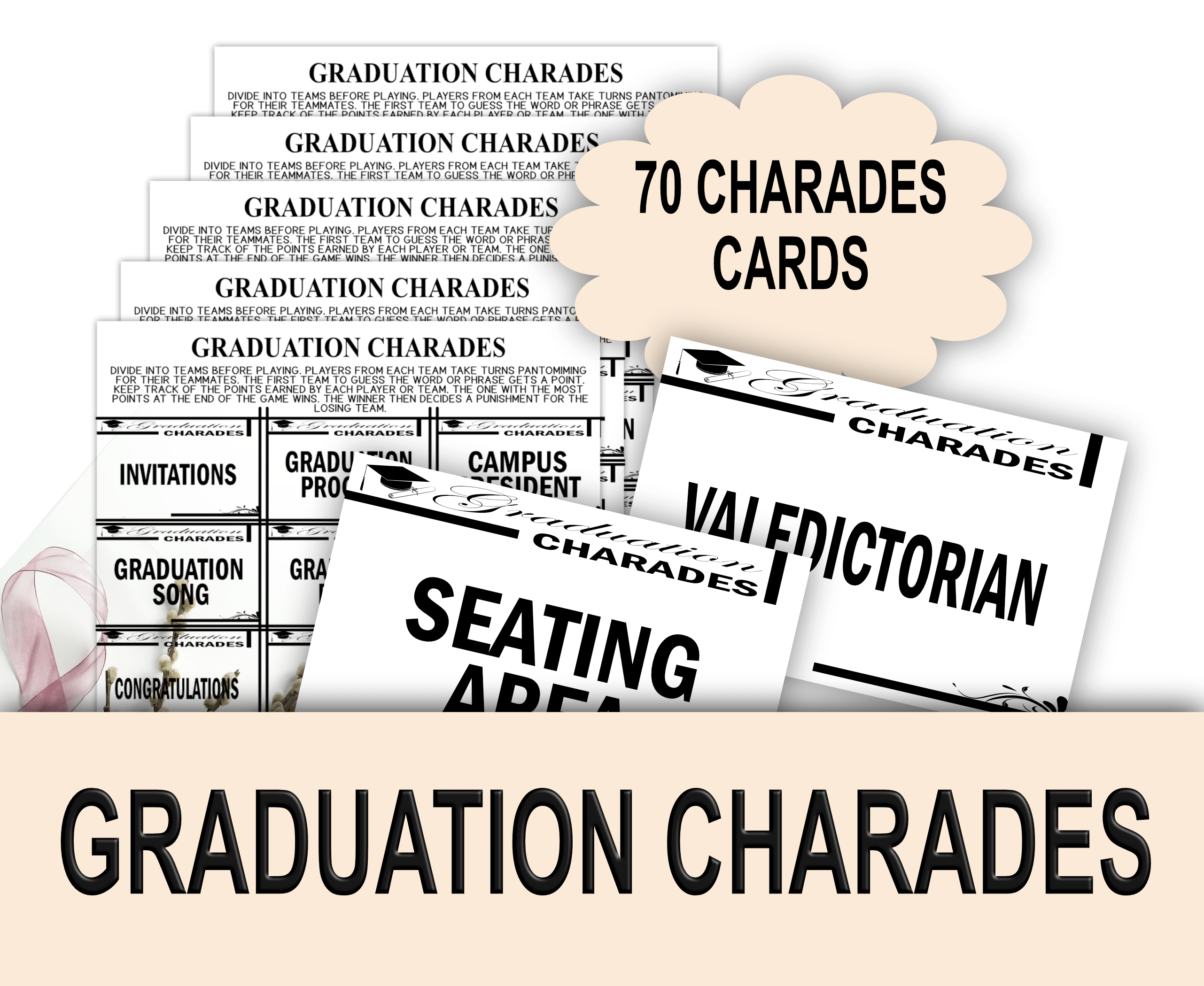 GAMES Black & White GRADUATION GAMES 14-1 bundle Black White Graduation Party Game Bundle Pack Printable