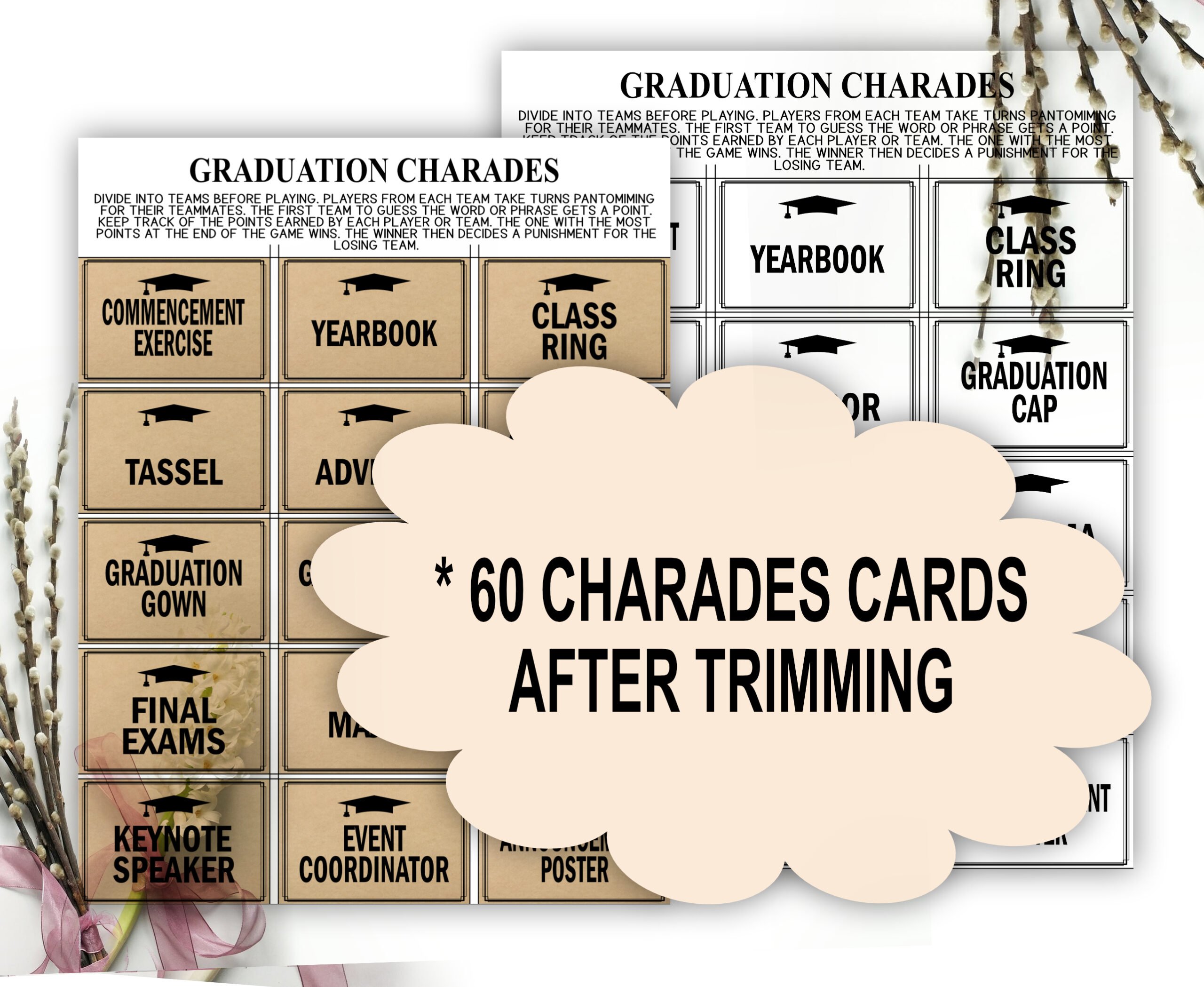 GAMES Rustic Kraft Graduation 14-1 Game Bundle Graduation Charades