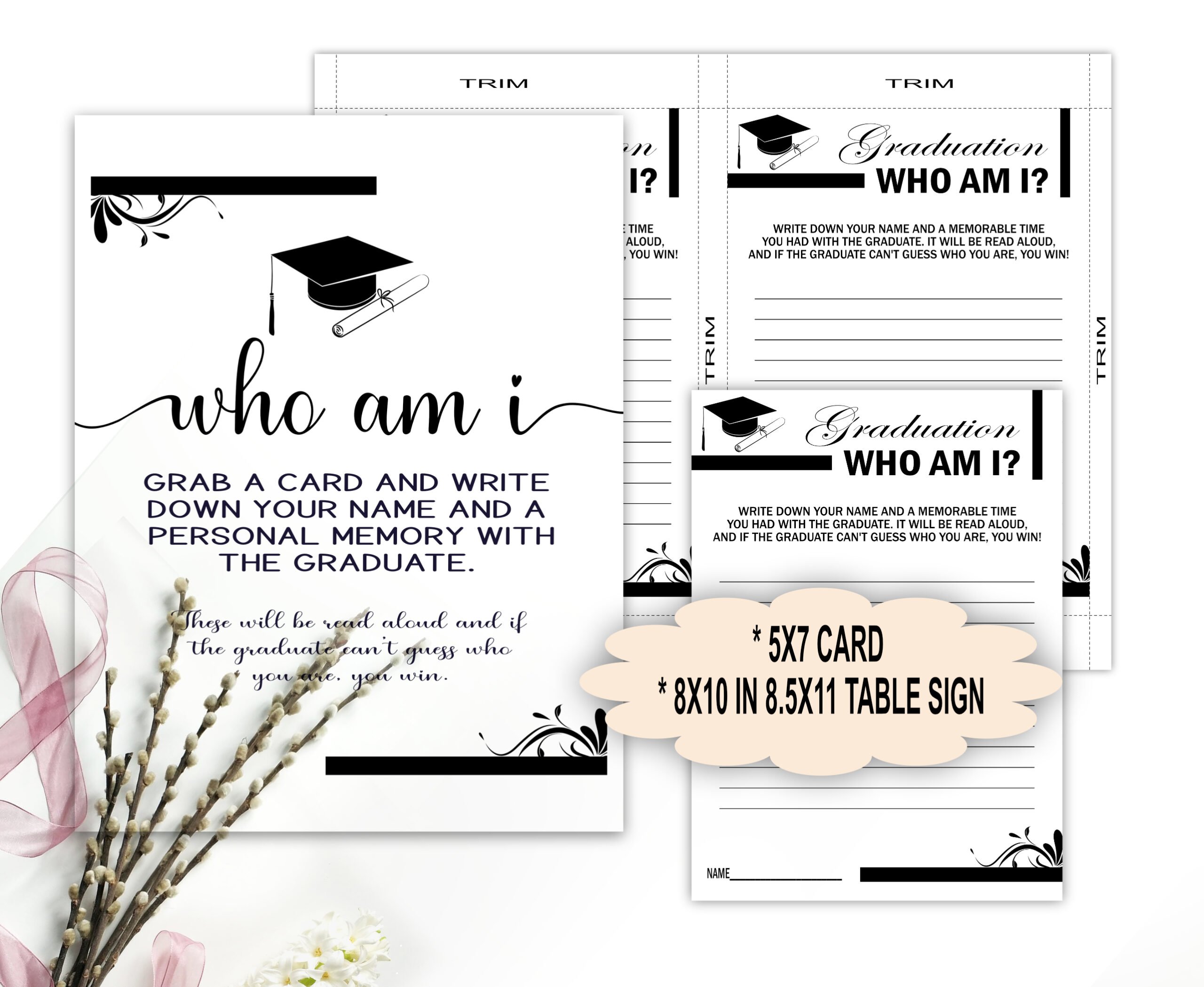 GAMES Black & White GRADUATION GAMES 14-1 bundle Black White Graduation Party Game Bundle Pack Printable