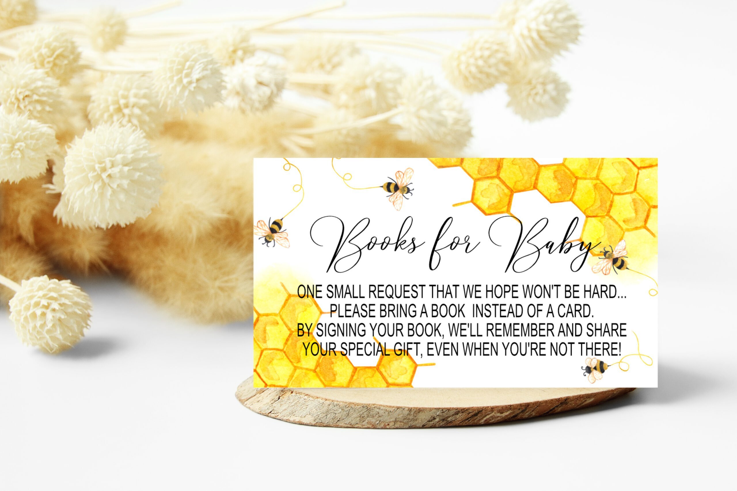 Books for Baby Cards Honey Bee Books for Baby Card – Printable Baby Book Request Card