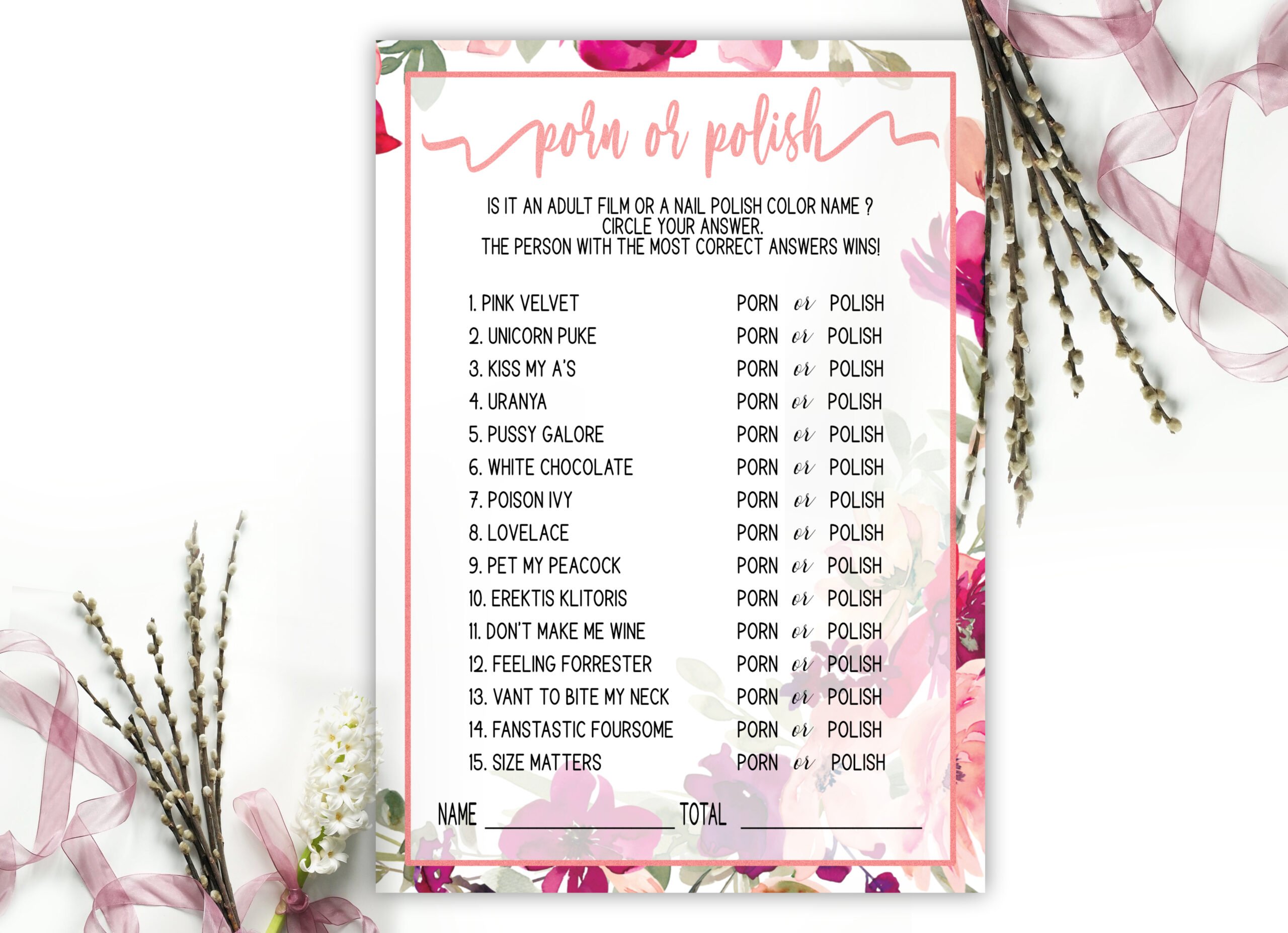 Bridal Shower Games Porn Or Polish Bachelorette Hen Party Game Adult Dirty Game Adult