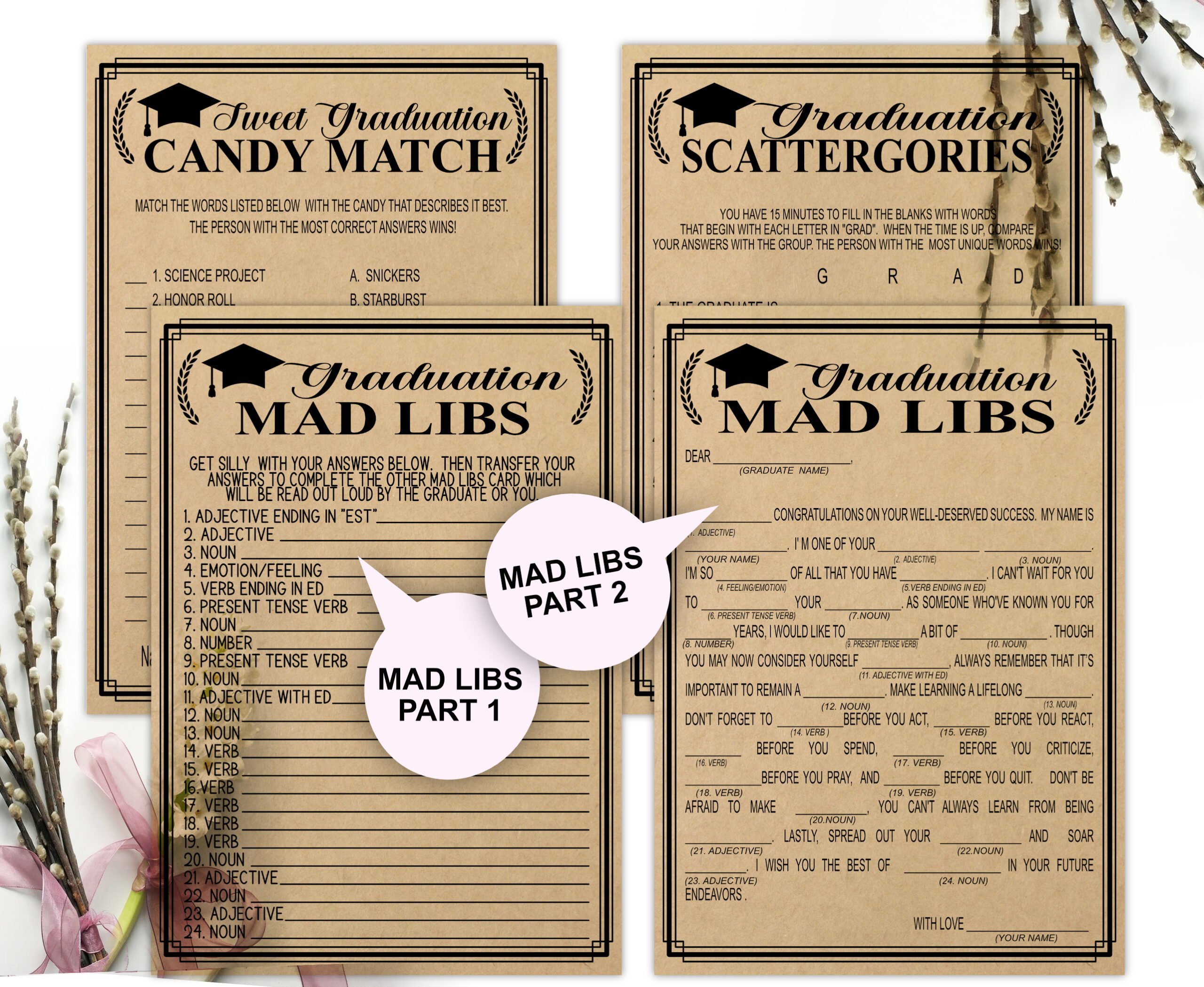 GAMES Rustic Kraft Graduation 14-1 Game Bundle Graduation Charades