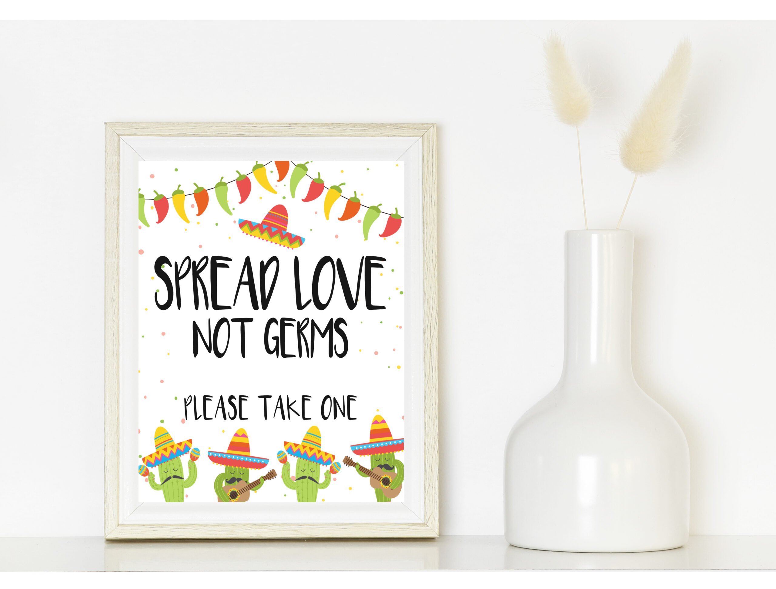 DECOR | SIGNS Fiesta Cactus Spread Love Not Germs Sign – Printable Baby Shower