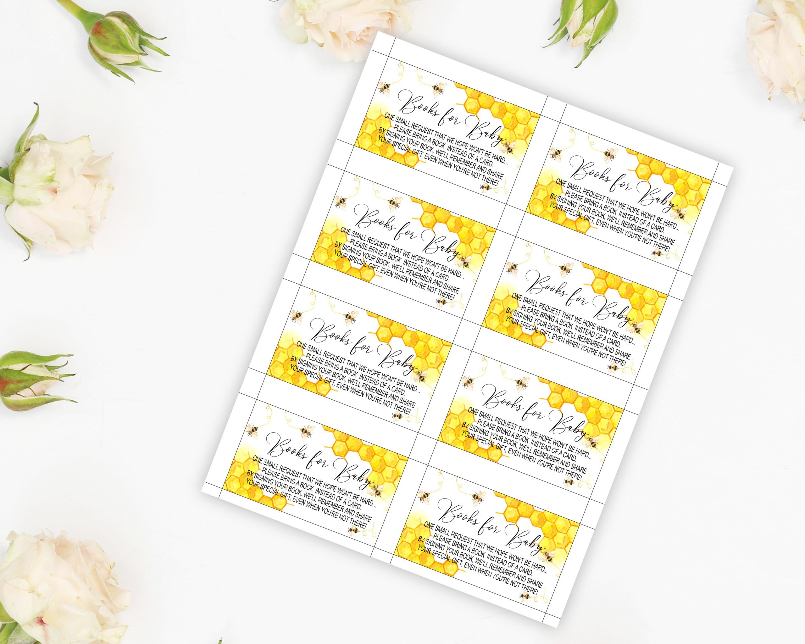 Books for Baby Cards Honey Bee Books for Baby Card – Printable Baby Book Request Card