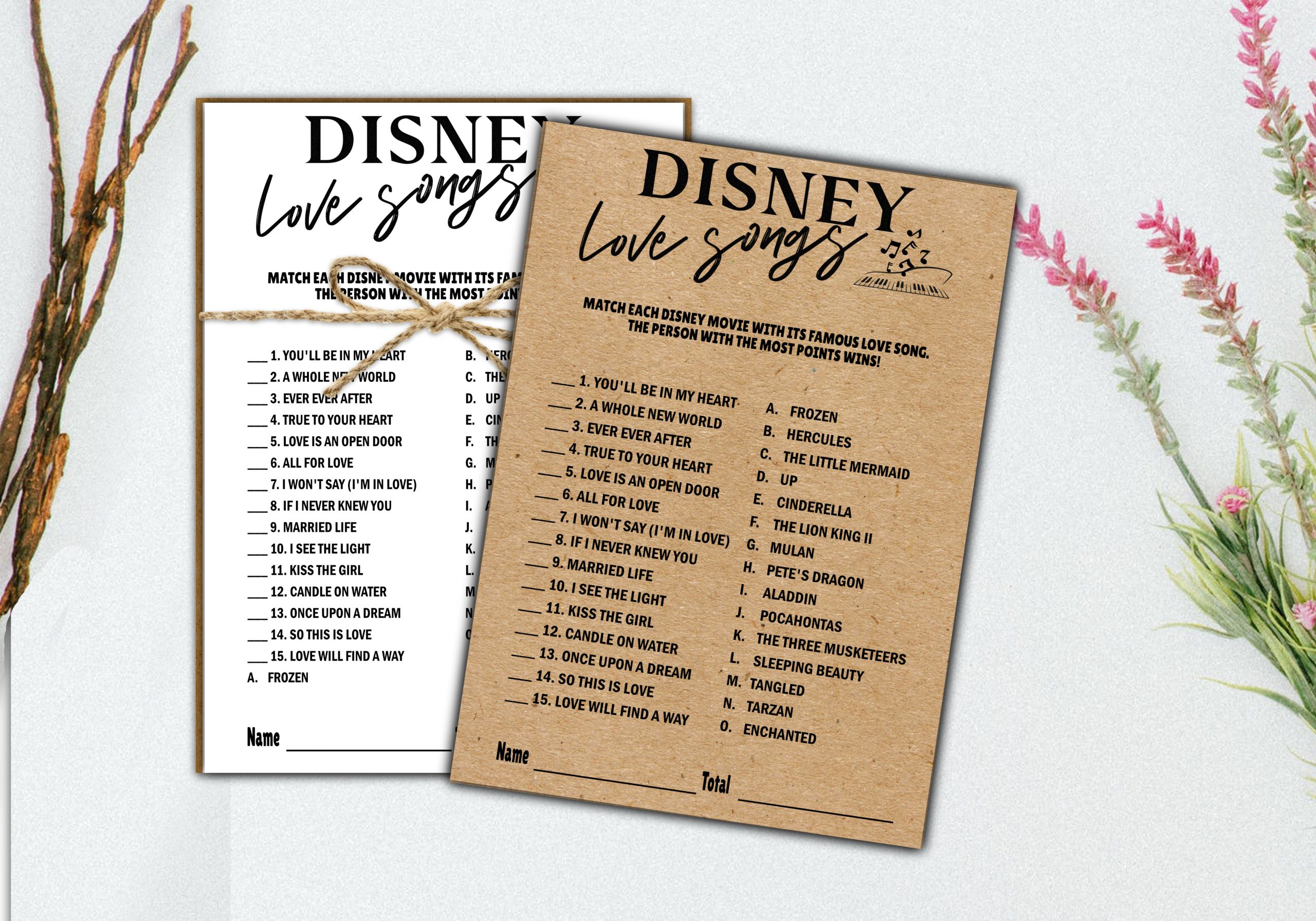 Bridal Shower Games DISNEY BRIDAL SHOWER GAMES KRAFT RUSTIC