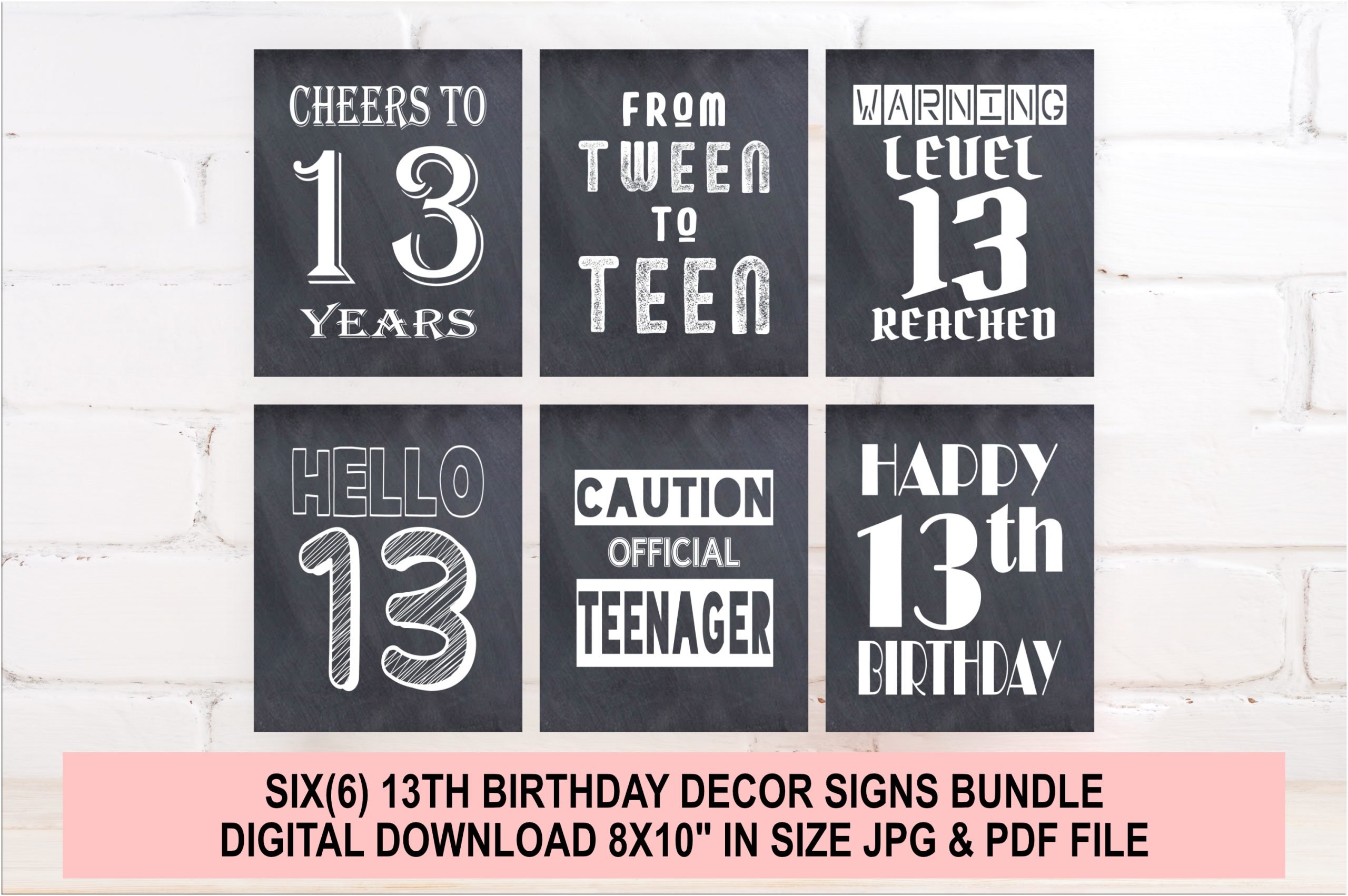 Birthday Posters 13th Birthday Signs Decor Bundle – Birthday Party Decorations – 13th Birthday Posters – PRINTABLE 13th Birthday Celebration