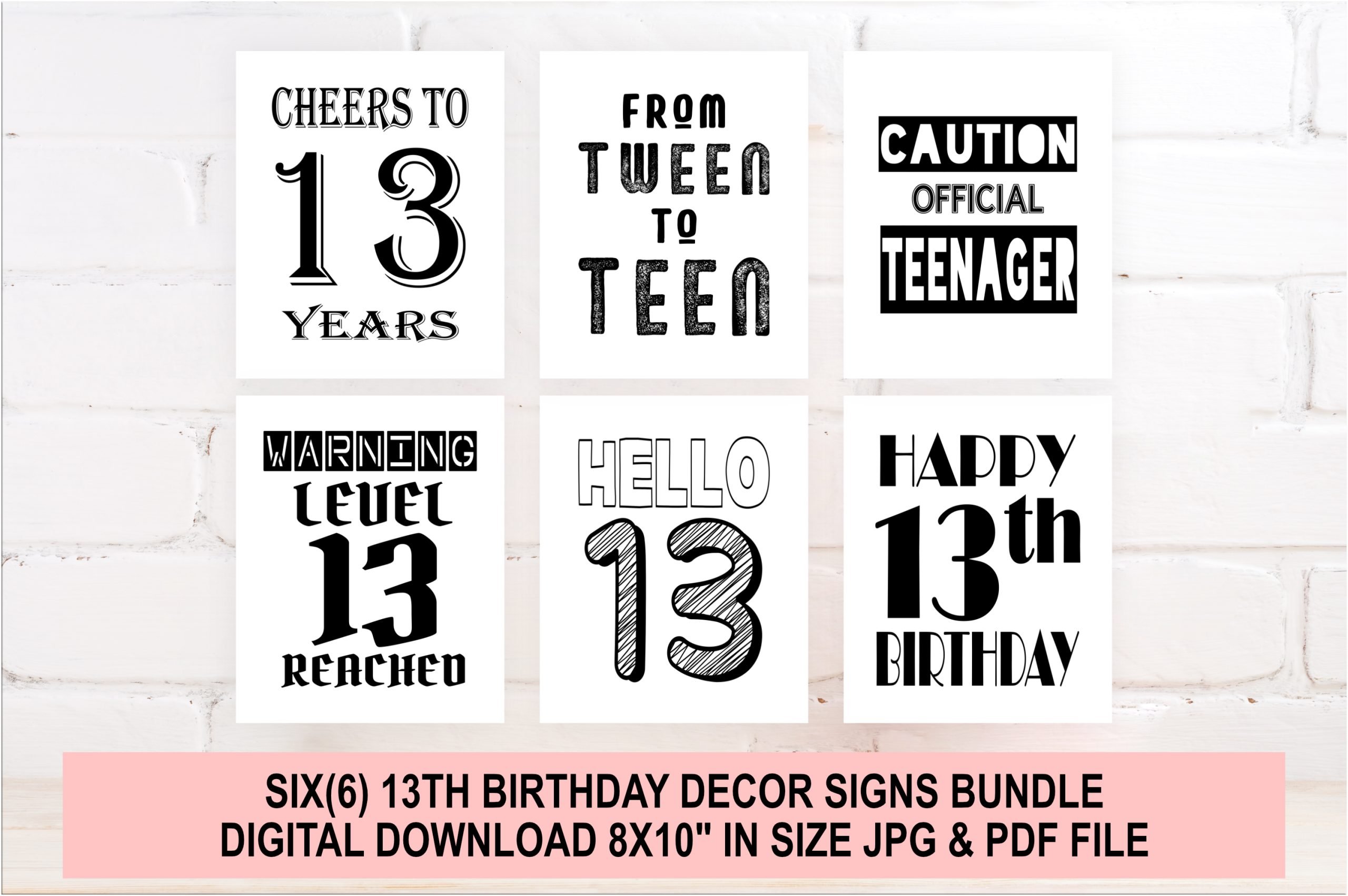 Birthday Posters 13th Birthday Signs Decor Bundle – Birthday Party Decorations – 13th Birthday Posters – PRINTABLE 13th Birthday Celebration