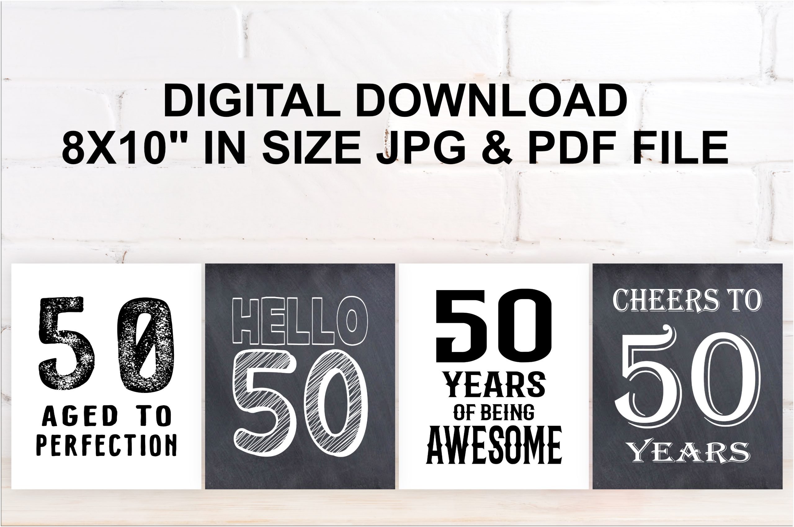 Birthday Posters 50th Birthday Signs Bundle, 50th Birthday Poster Sign Printable 50 AGED TO PERFECTION