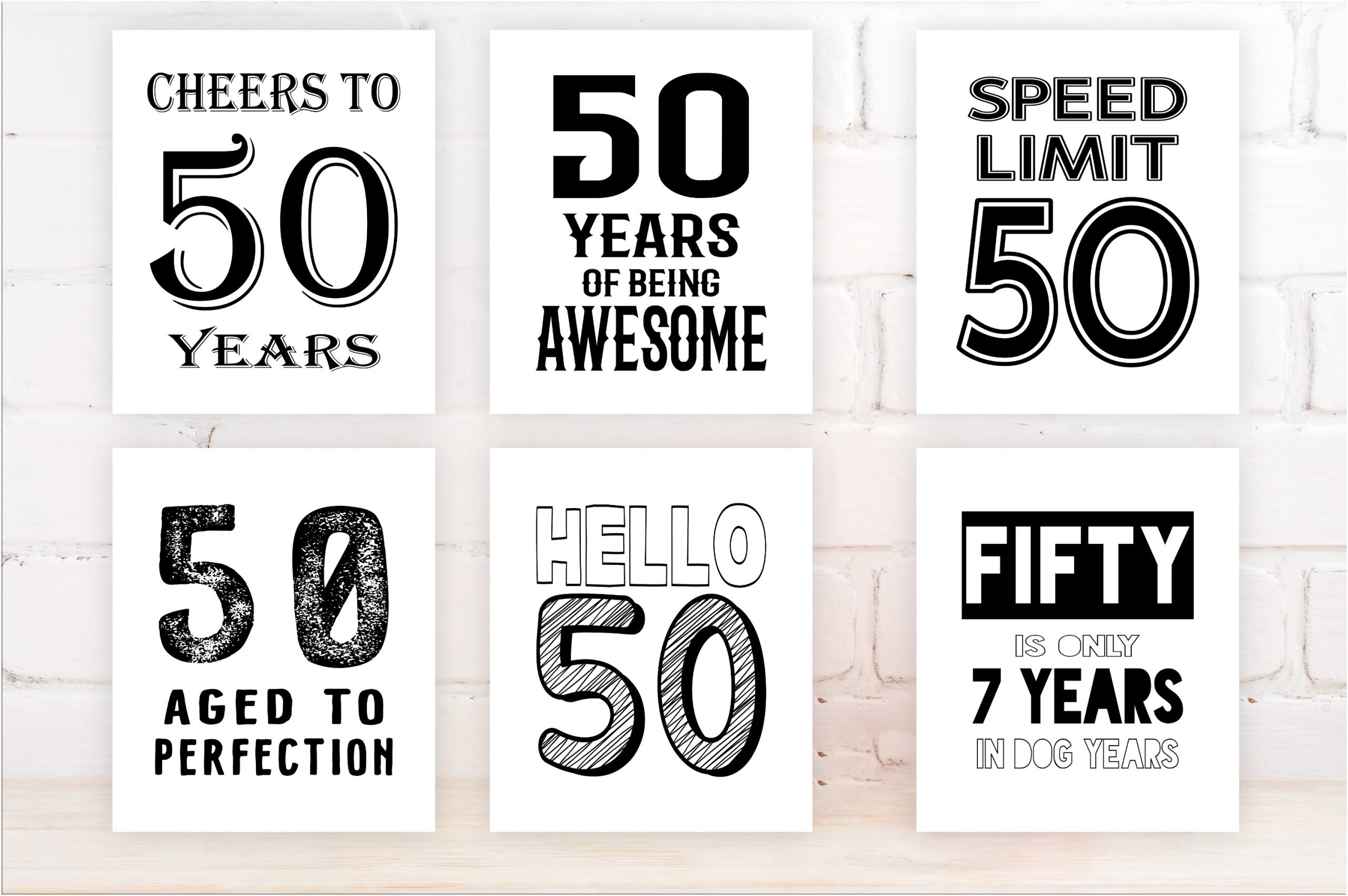 Birthday Posters 50th Birthday Signs Bundle, 50th Birthday Poster Sign Printable 50 AGED TO PERFECTION