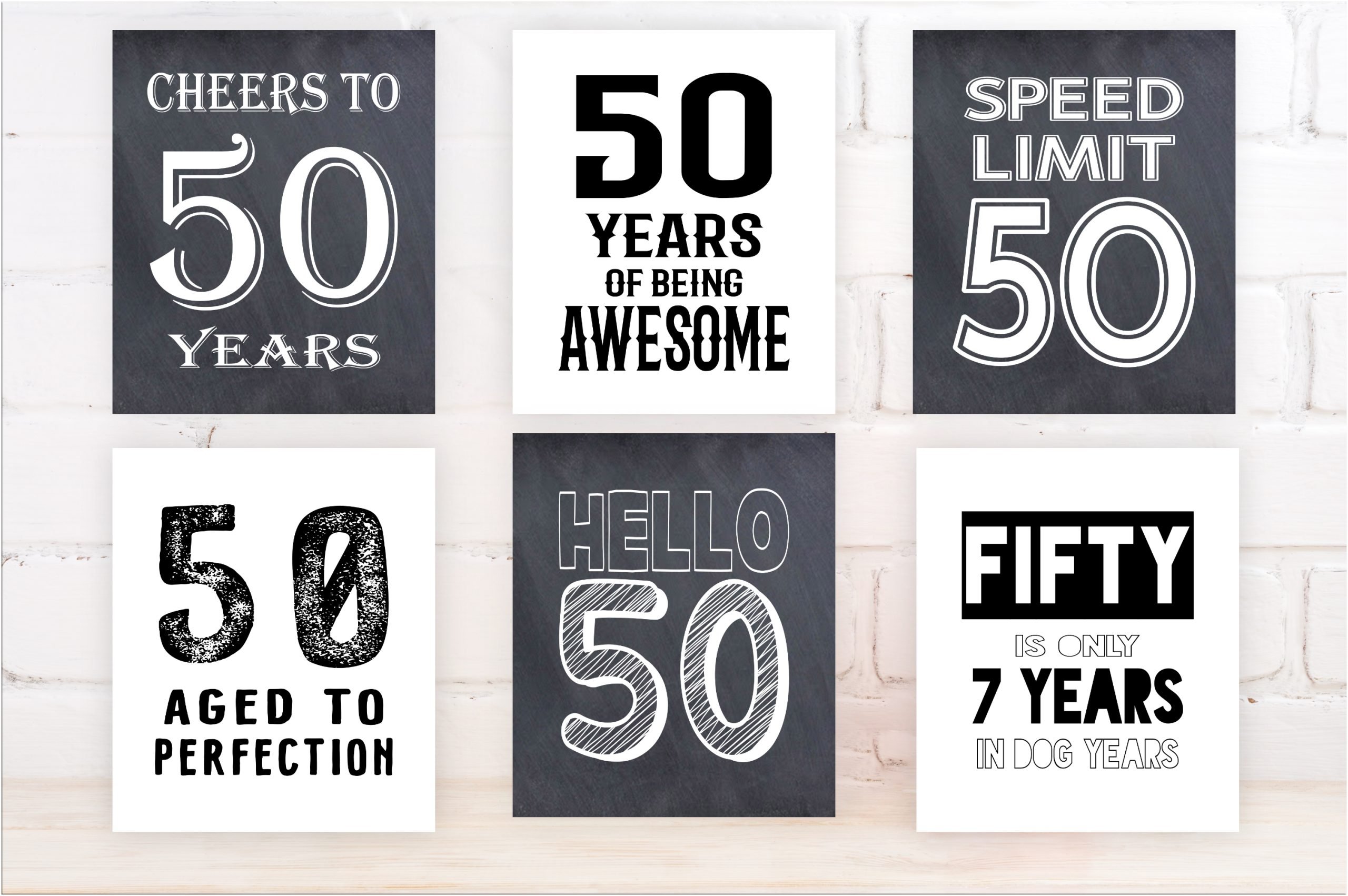 Birthday Posters 50th Birthday Signs Bundle, 50th Birthday Poster Sign Printable 50 AGED TO PERFECTION