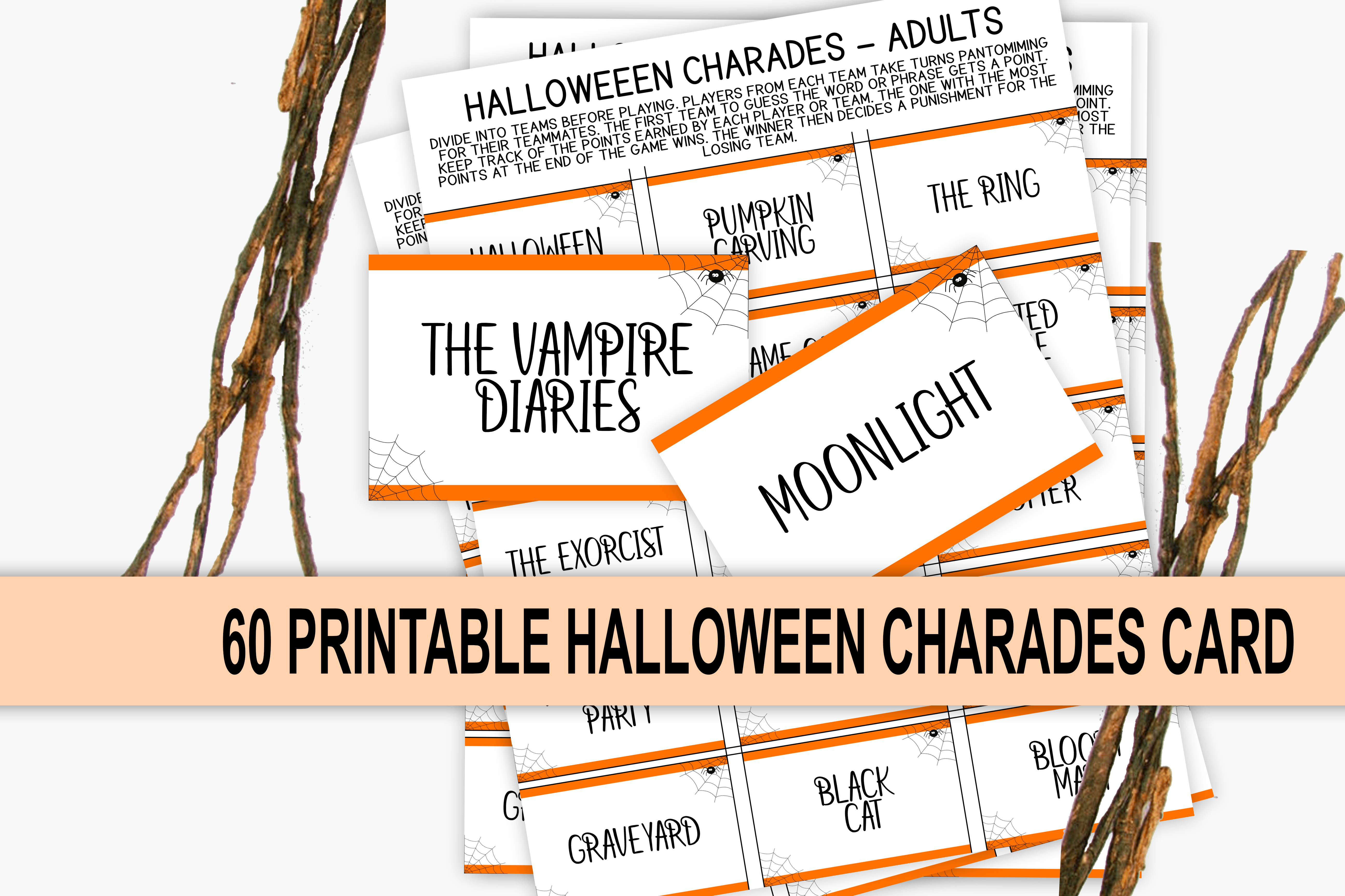 Halloween Halloween Charades for Adults, Fun Halloween Game Adult Halloween Charades