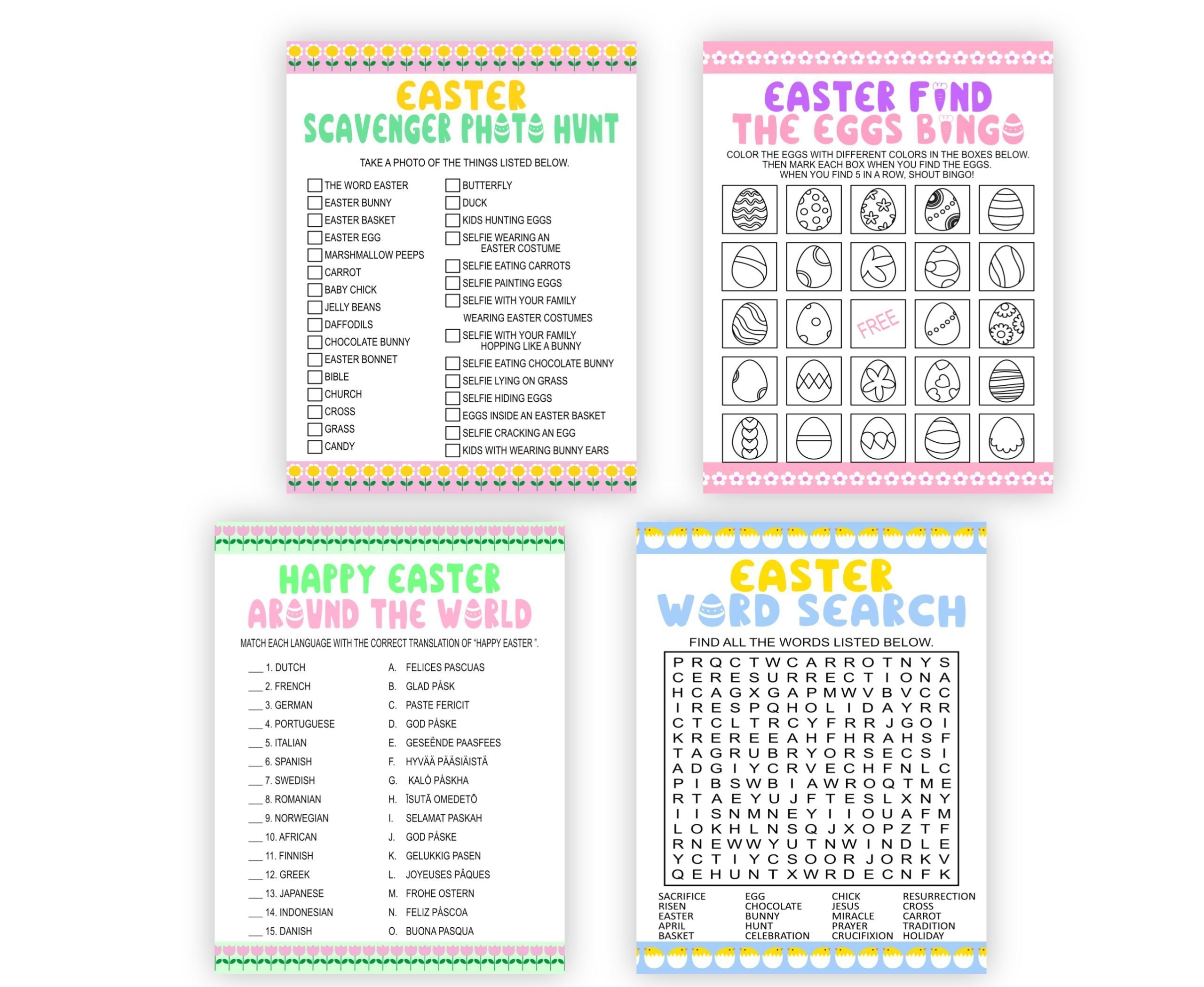 Easter “Easter Day Games Bundle – Fun Printable Games Set Pack Downloadable Easter Games