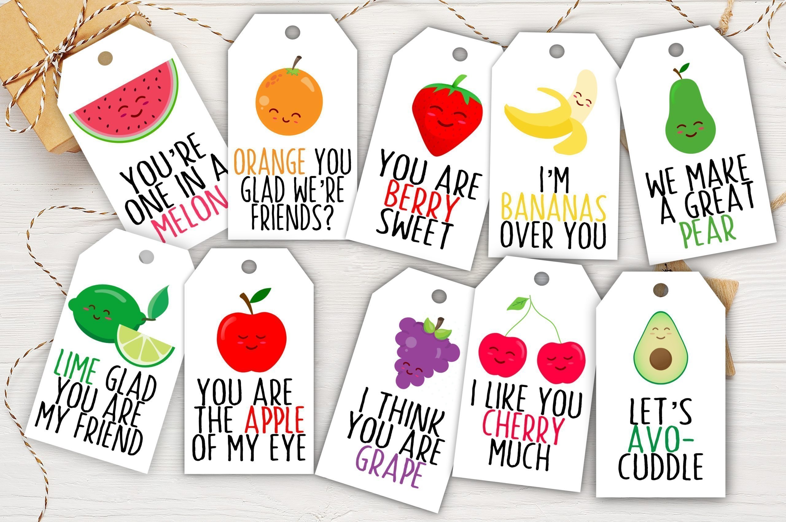 HOLIDAY Funny Fruit Valentine Gift Tags – Printable Tags for Galentine’s Day and More Affordable Valentine's Day gift tags