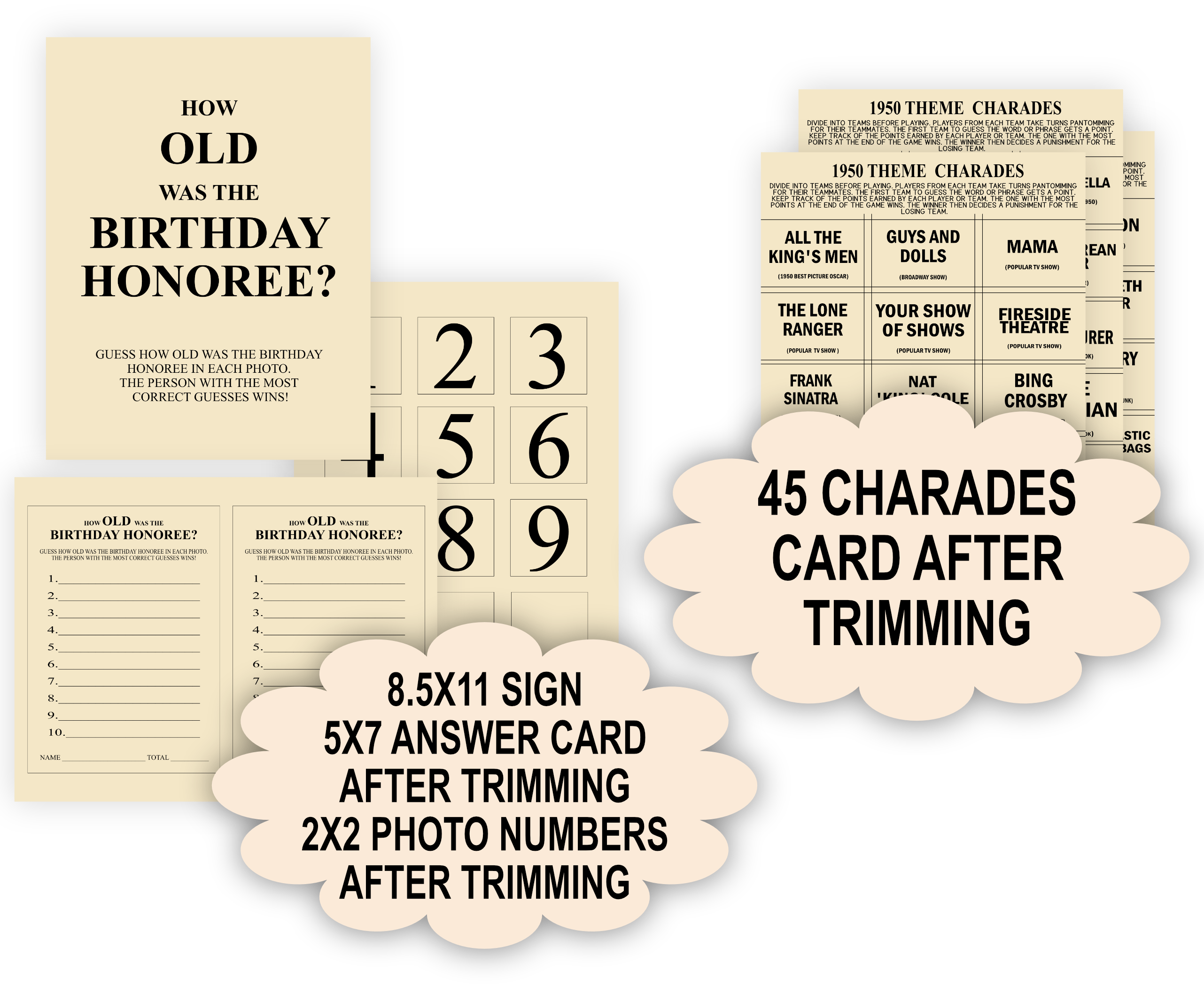 Birthday Games 72nd Birthday Party Games Printable Fun Birthday Game Bundle Born in 1950 Games : 72nd birthday