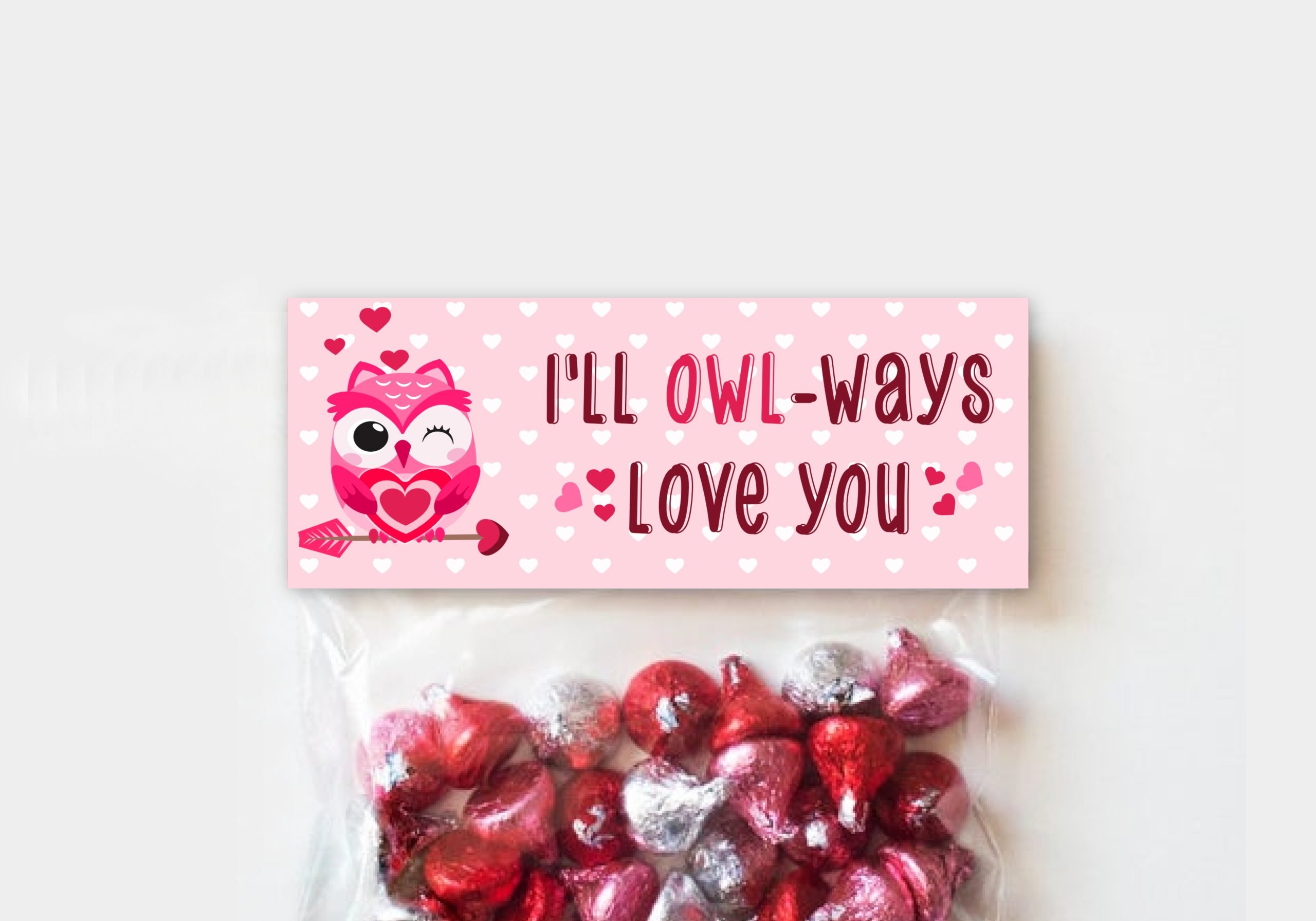 TAGS | LABELS Owl Valentine Treat Bag Toppers  Treat  Card Topper, PRINTABLE, Valentines Kids Treat Bags, I’ll  Owl ways love you adhesive