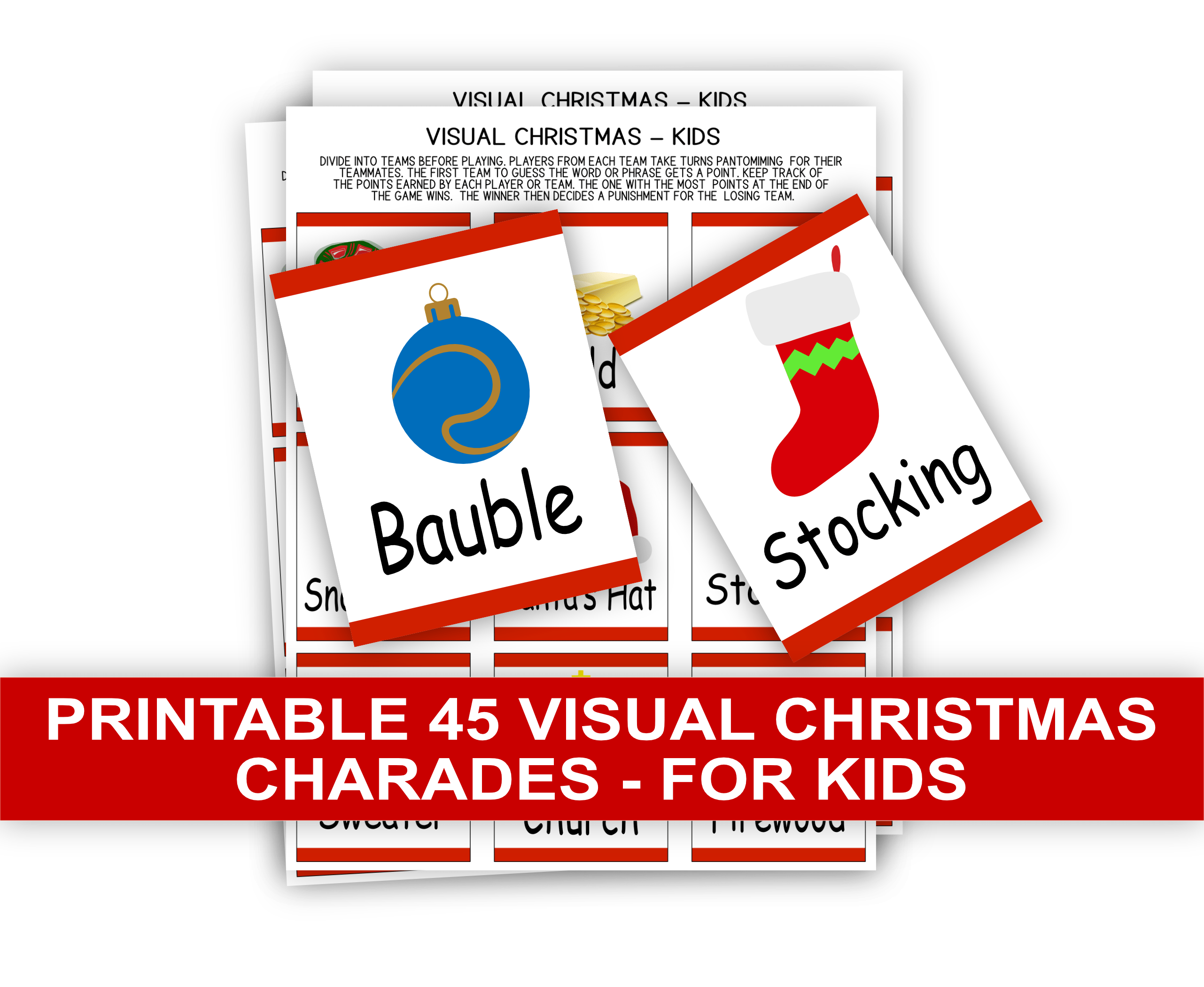 Christmas Christmas Games Bundle Pack – 20 Printable Games for Home, School, Work, and Office 20 games