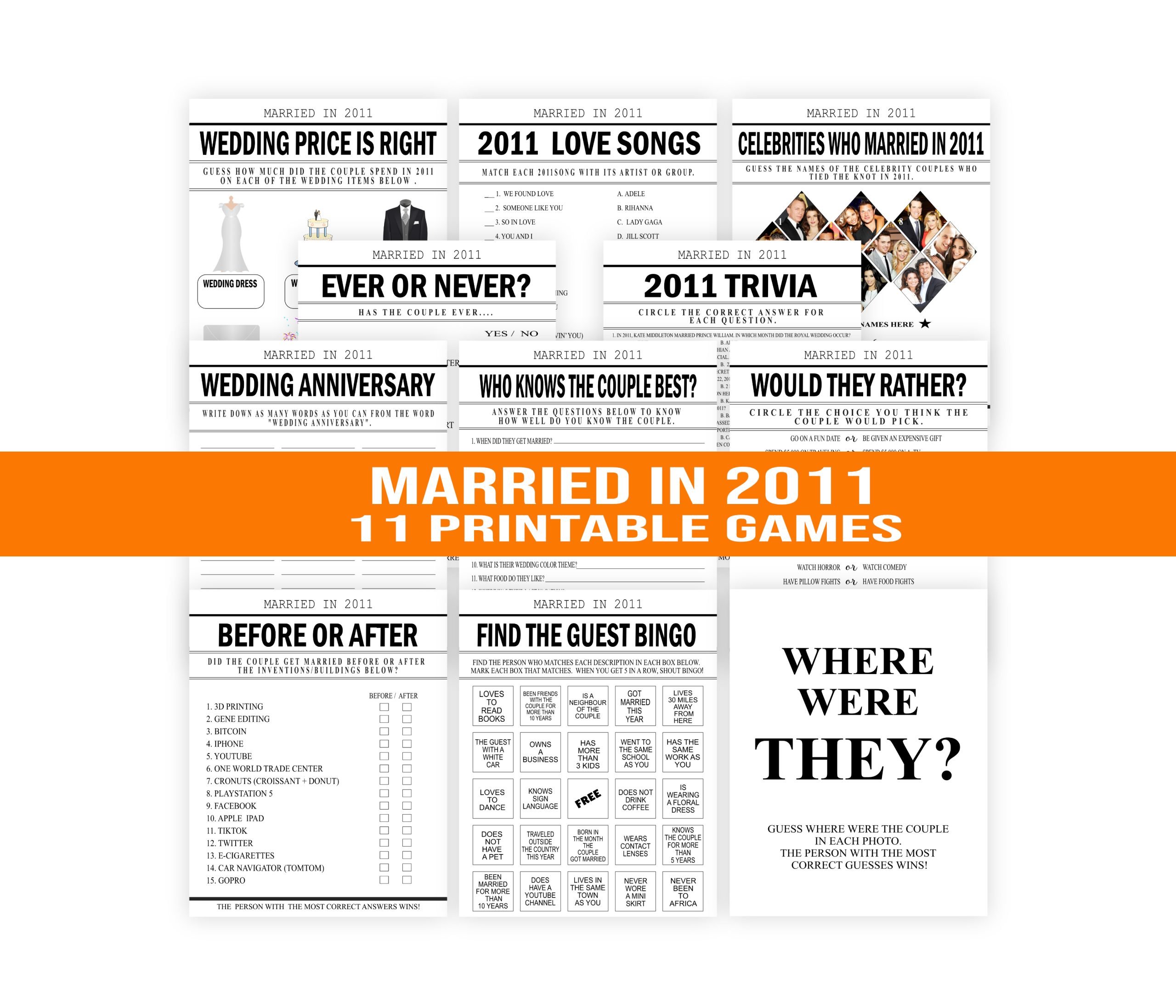 Anniversary Games Married in 2011 Wedding Anniversary Games Bundle 12th_Wedding