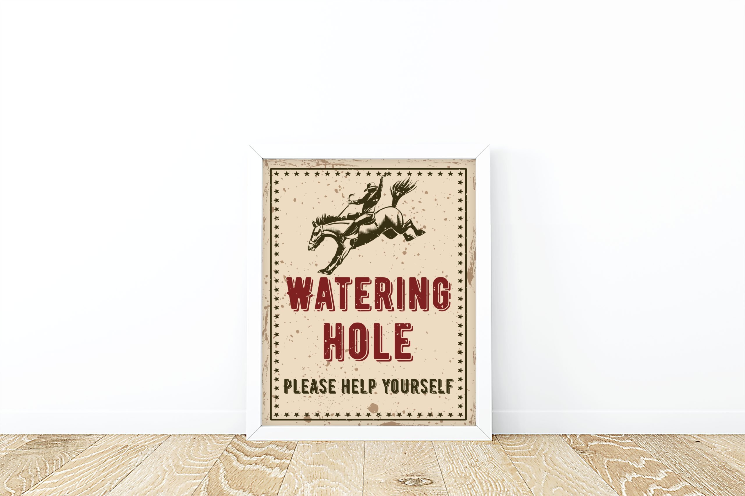 DECOR | SIGNS “Watering Hole” Sign Rodeo Table Decor, PRINTABLE, Cowboy Rodeo Horse, 8×10″ "Watering Hole" Sign Rodeo Table Decor