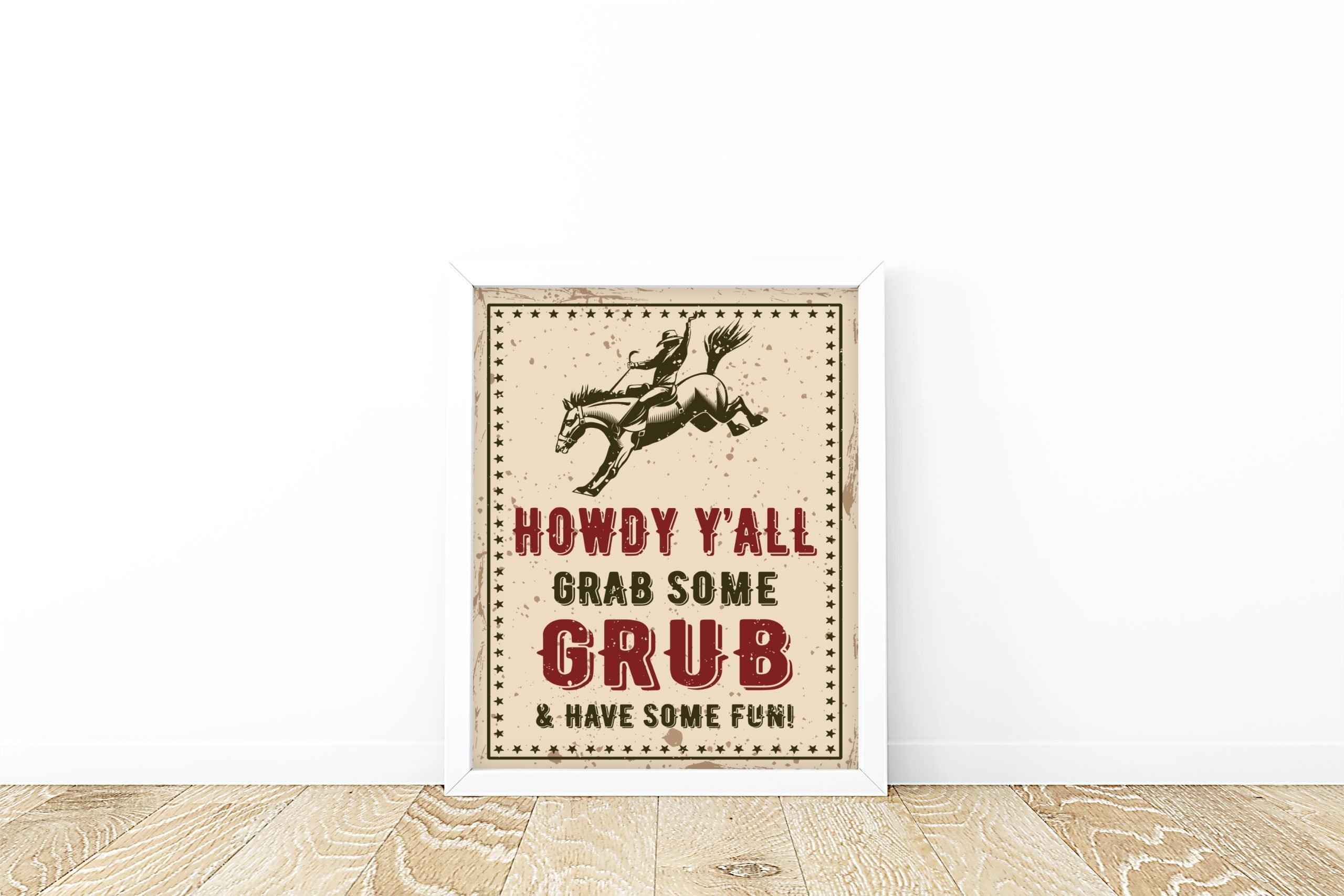 DECOR | SIGNS “Howdy Y’All Have Some Grub” Rodeo Food Table Sign – Printable Cowboy Theme – Digital Download 8x10" Sign Size