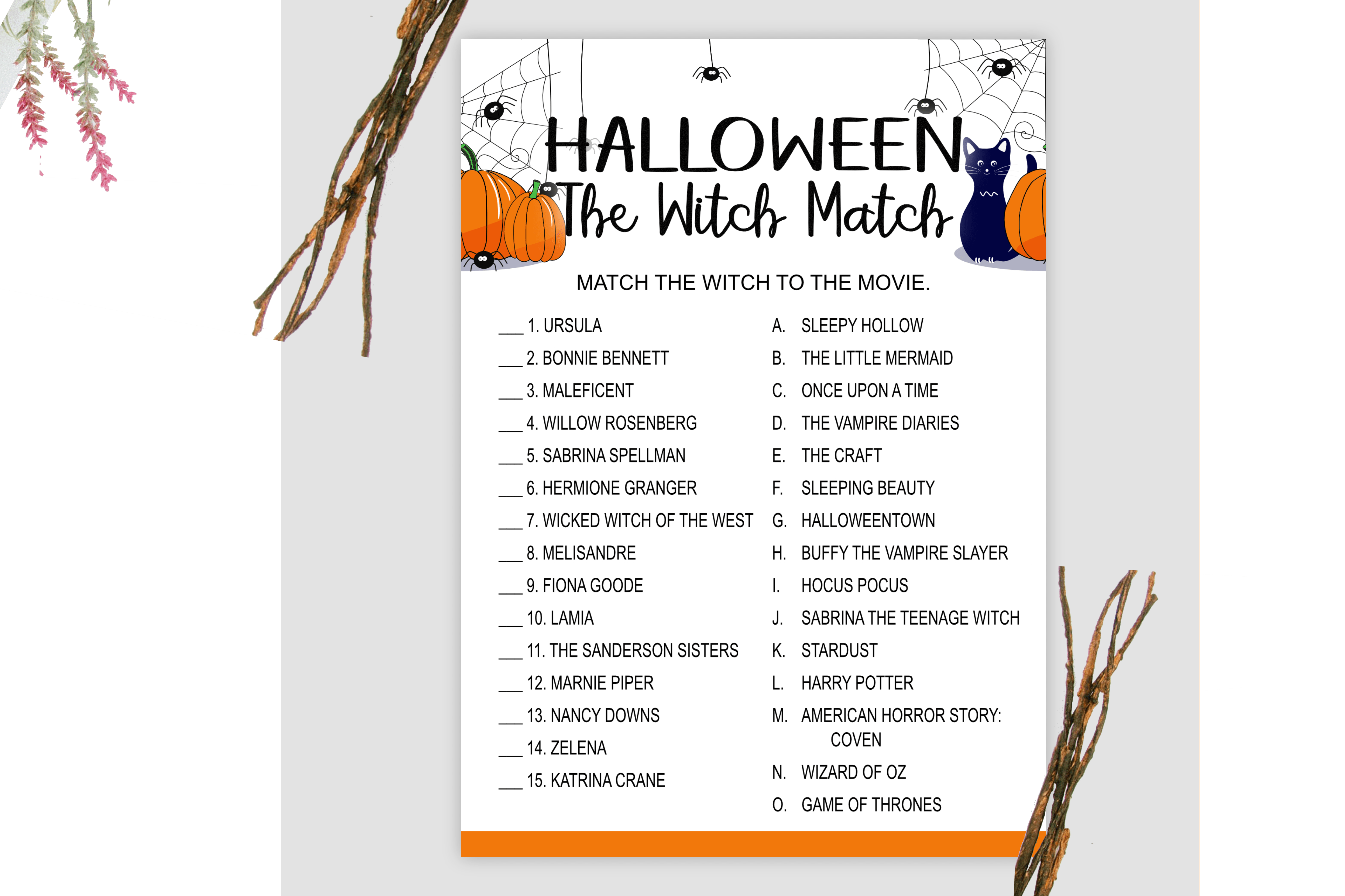 Halloween Halloween The Witch Match, Halloween Party Game Cat-themed Party Game