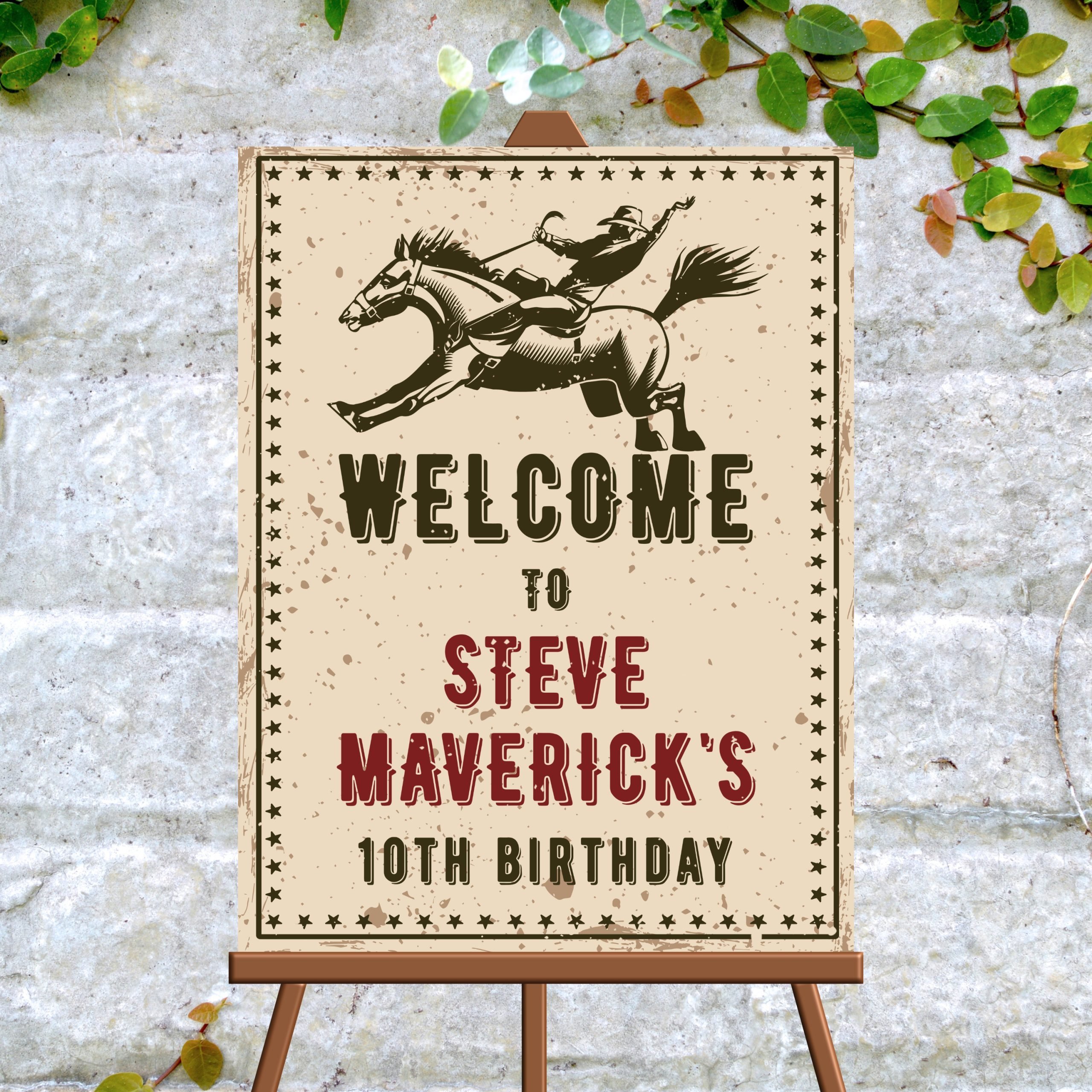 DECOR | SIGNS Editable Rodeo Birthday Welcome Sign PRINTABLE, Horse Rustic Decor Corjl Editable Template