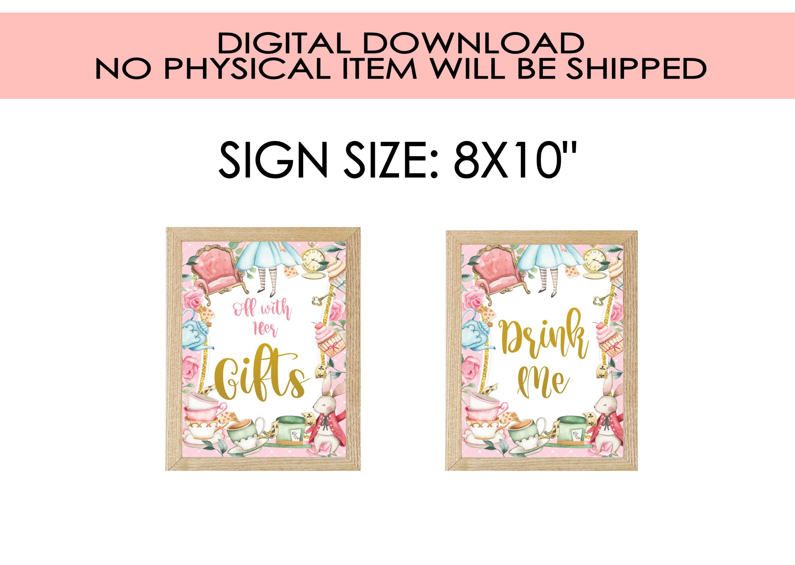 DECOR | SIGNS Alice in Wonderland Party Signs First Onederland Birthday Decoration Pink 1st_Birthday_Decor