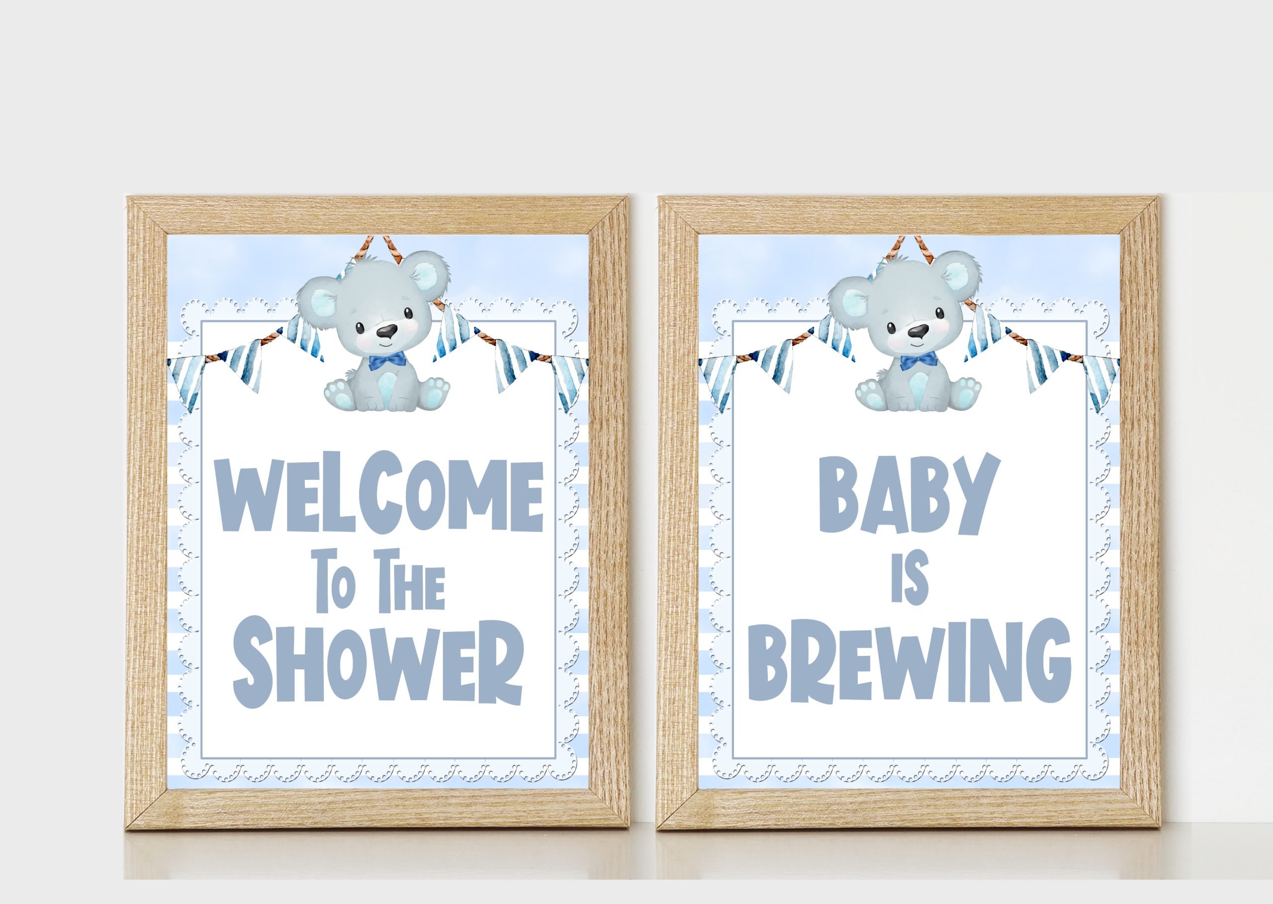 DECOR | SIGNS Blue Bear Baby Shower Signs Bundle, Baby Boy Table Decor, PRINTABLE 8x10 Size.