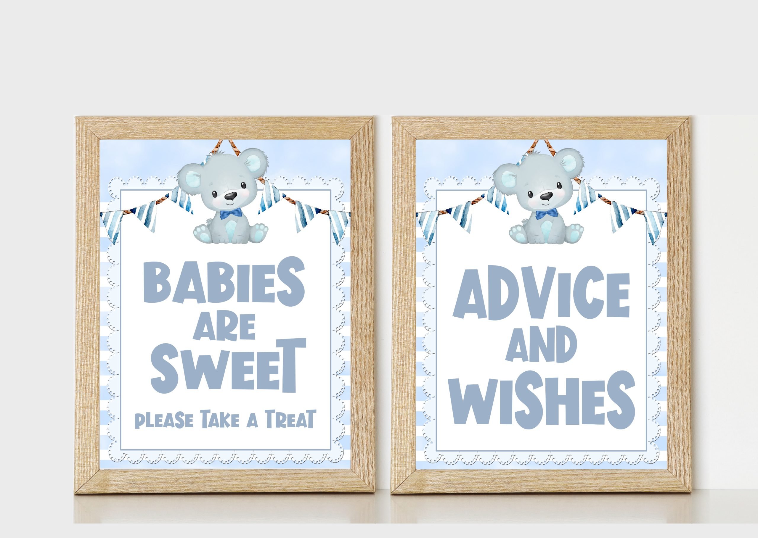 DECOR | SIGNS Blue Bear Baby Shower Signs Bundle, Baby Boy Table Decor, PRINTABLE 8x10 Size.