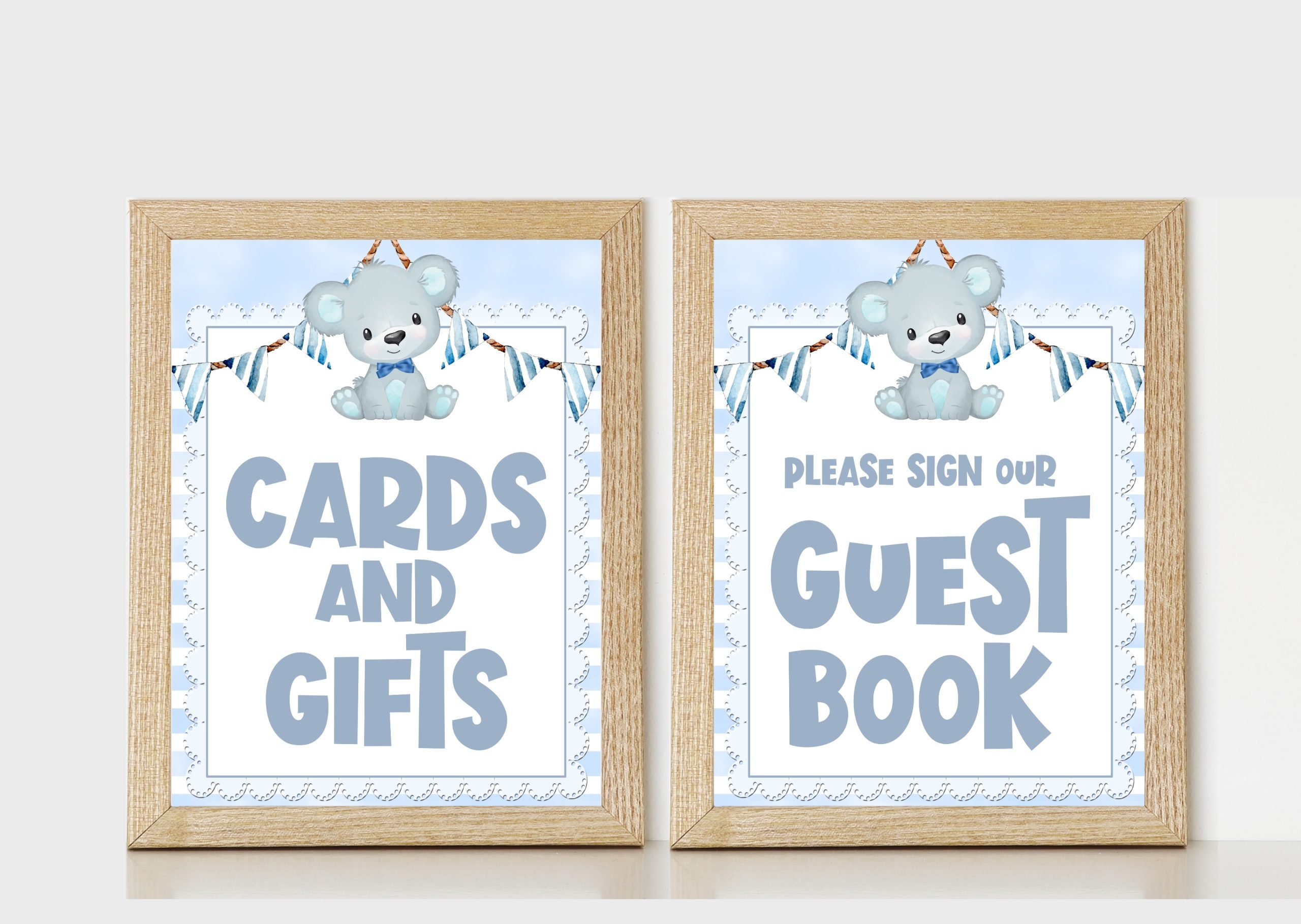 DECOR | SIGNS Blue Bear Baby Shower Signs Bundle, Baby Boy Table Decor, PRINTABLE 8x10 Size.