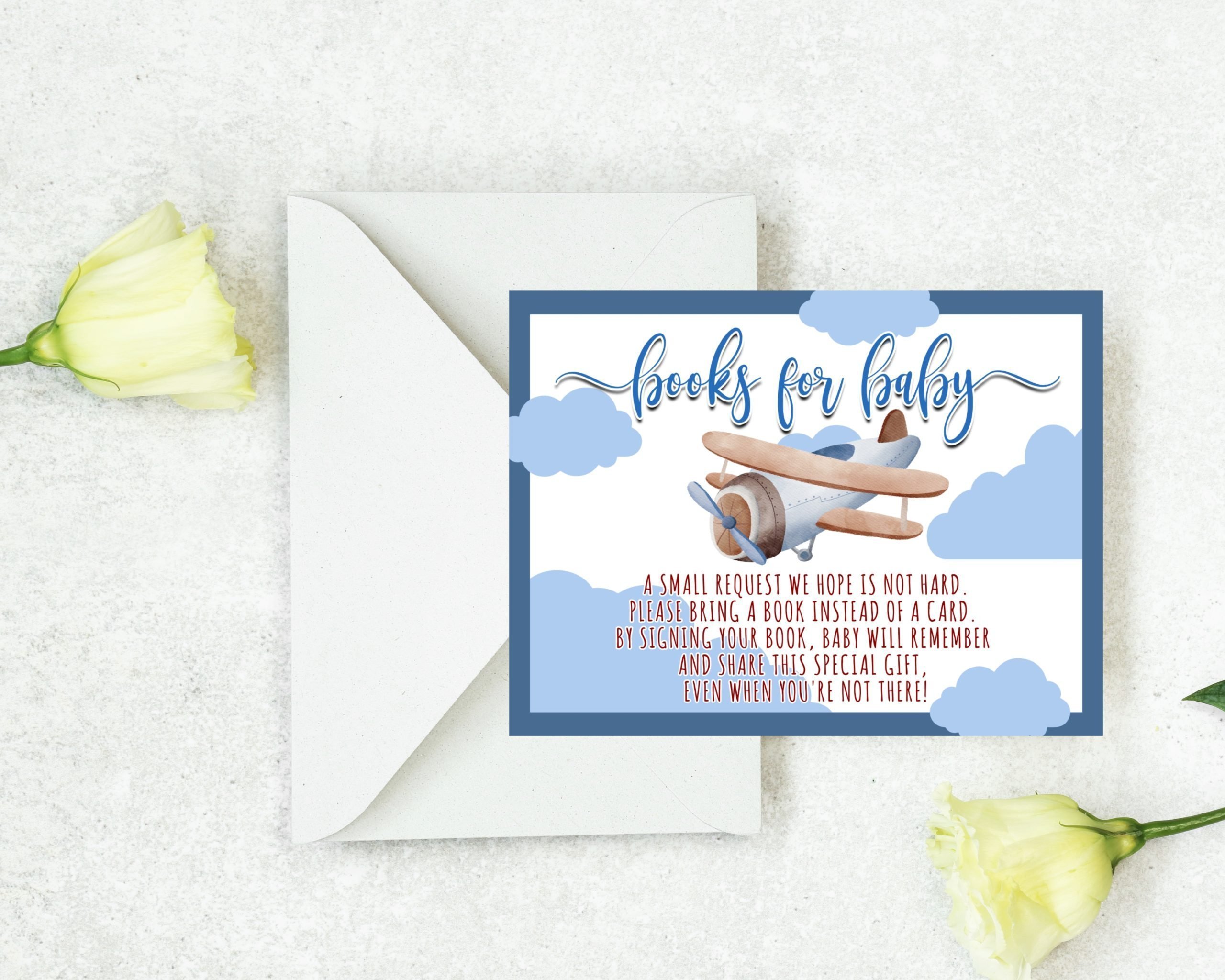 Baby Shower Invitation / Set Editable Airplane Baby Shower Invitation Set – Blue Airplane Theme Airplane Baby Shower Theme