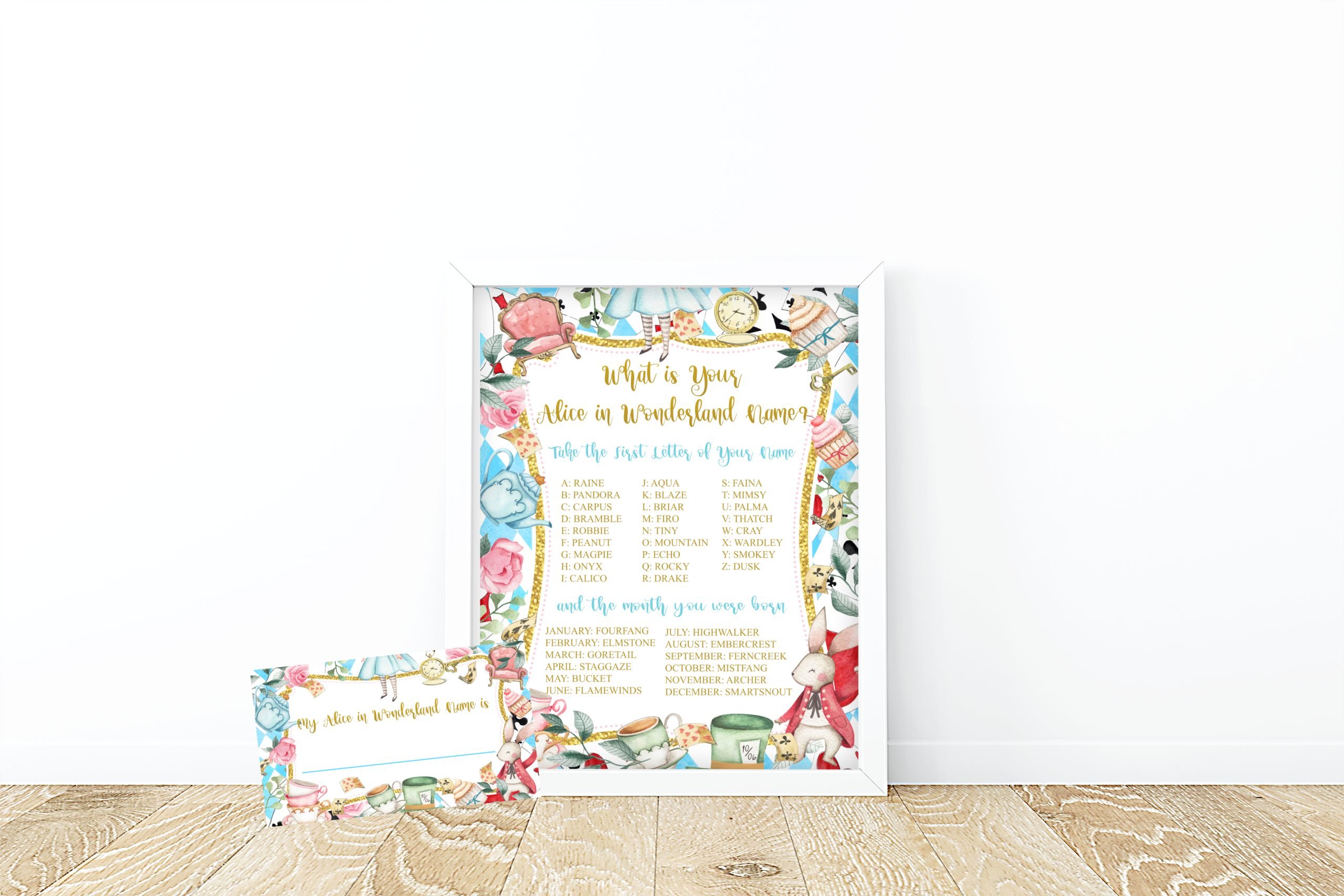 DECOR | SIGNS Alice in Wonderland Board Name Sign and name card What Is your Alice Wonderland Name Alice