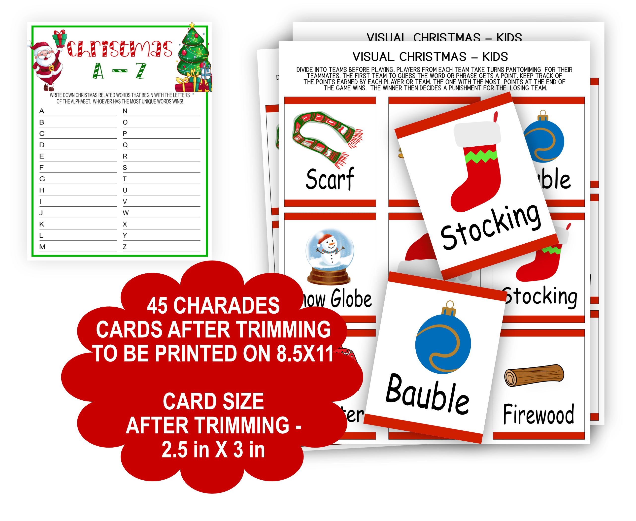 Christmas Christmas Games Bundle Pack – 20 Printable Games for Home, School, Work, and Office 20 games