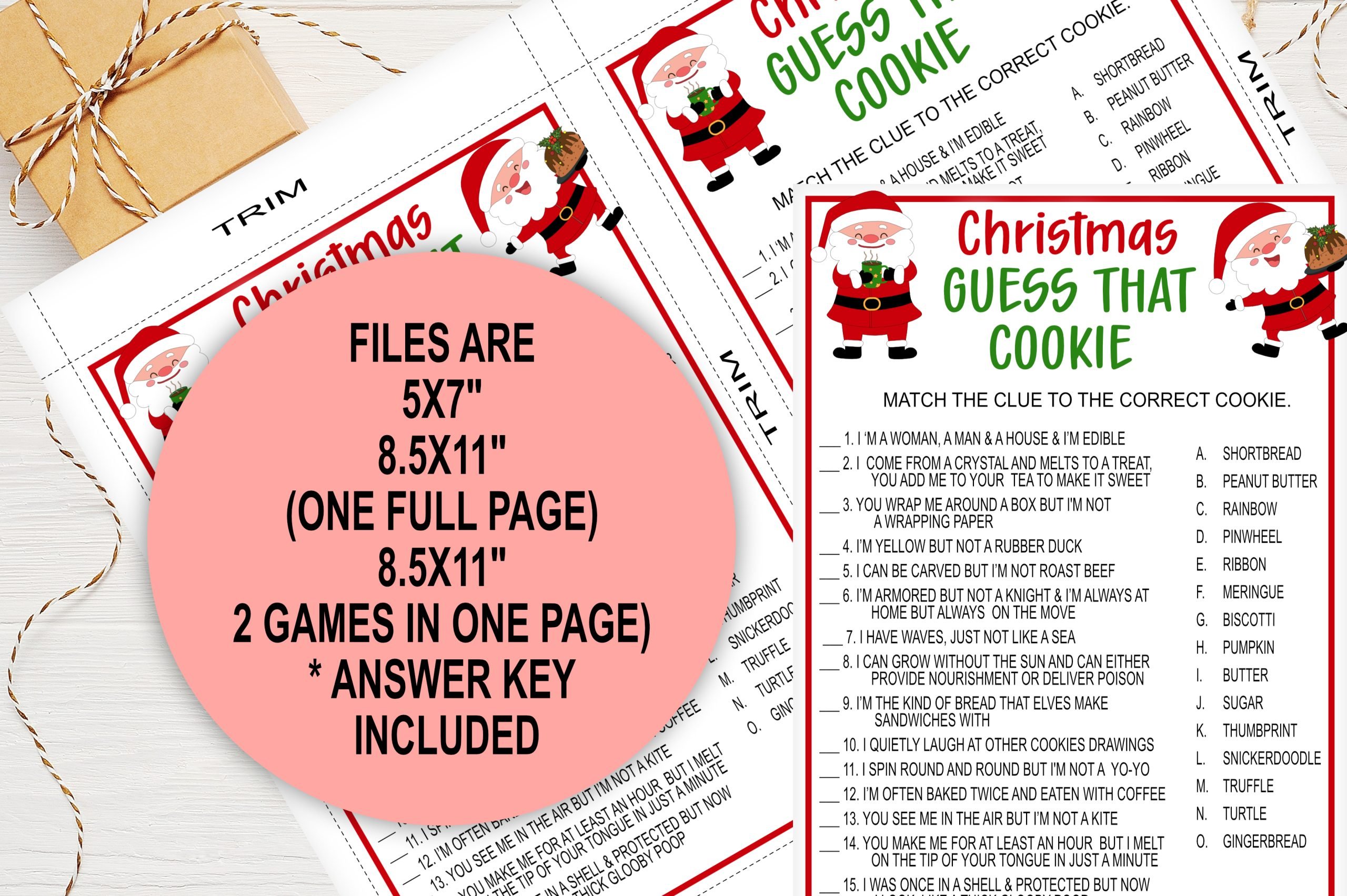 Christmas Christmas Cookie Game Printable, Guess that Cookie Quiz, Holiday Party Game Christmas Cookie Game Printable