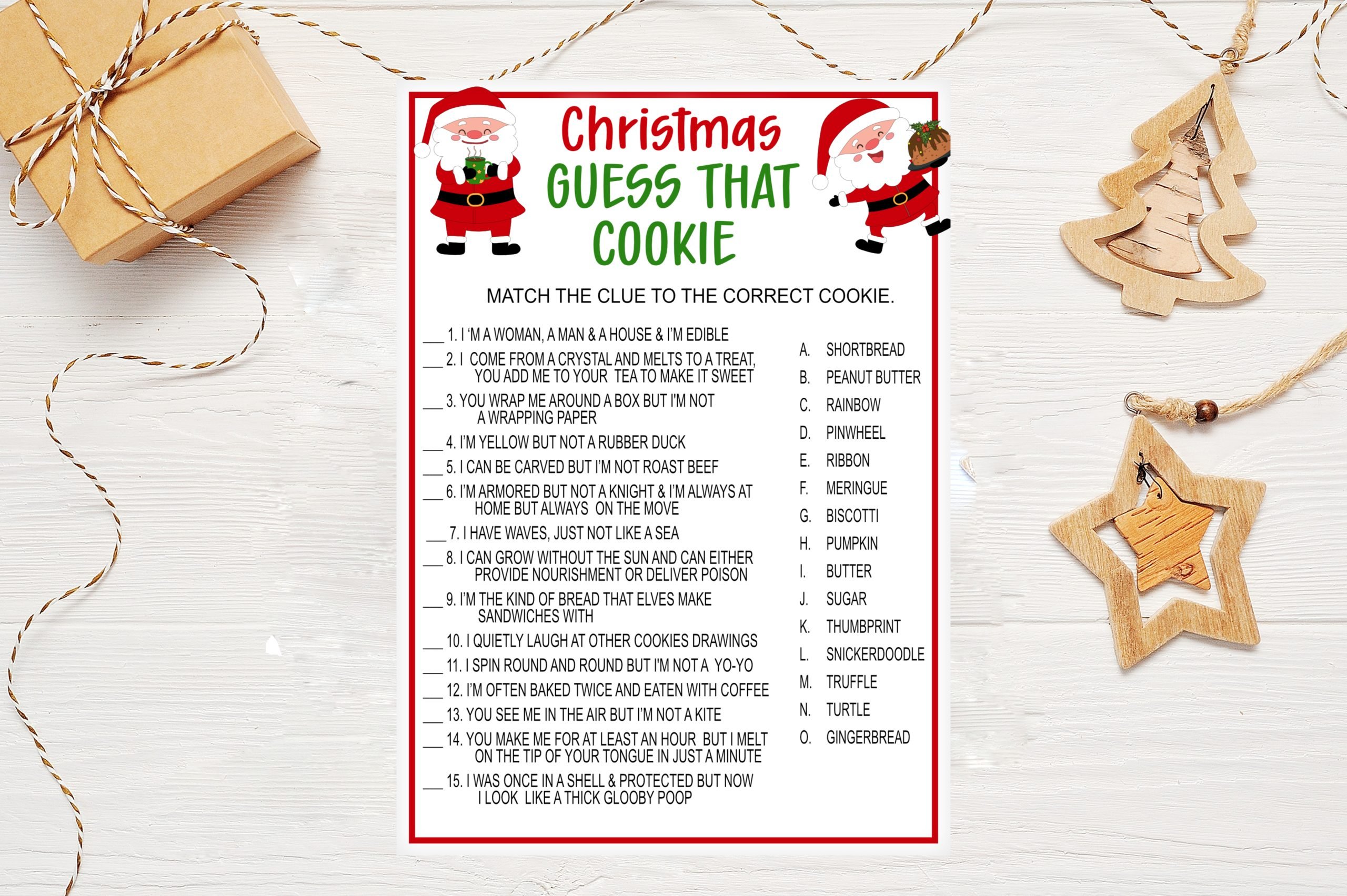 Christmas Christmas Cookie Game Printable, Guess that Cookie Quiz, Holiday Party Game Christmas Cookie Game Printable