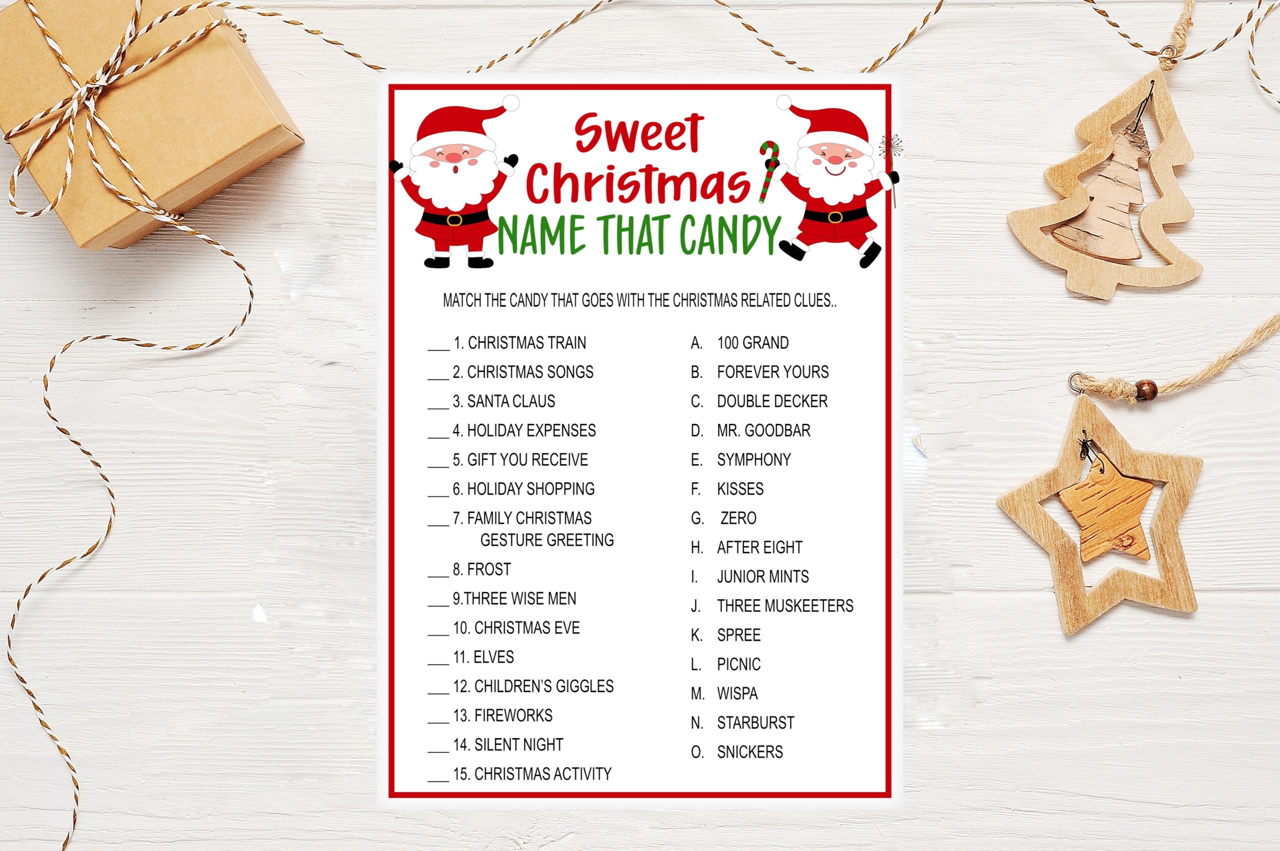 Christmas Christmas Candy Game, Name that Candy Game, Fun Christmas Party Game Candy Identification Game