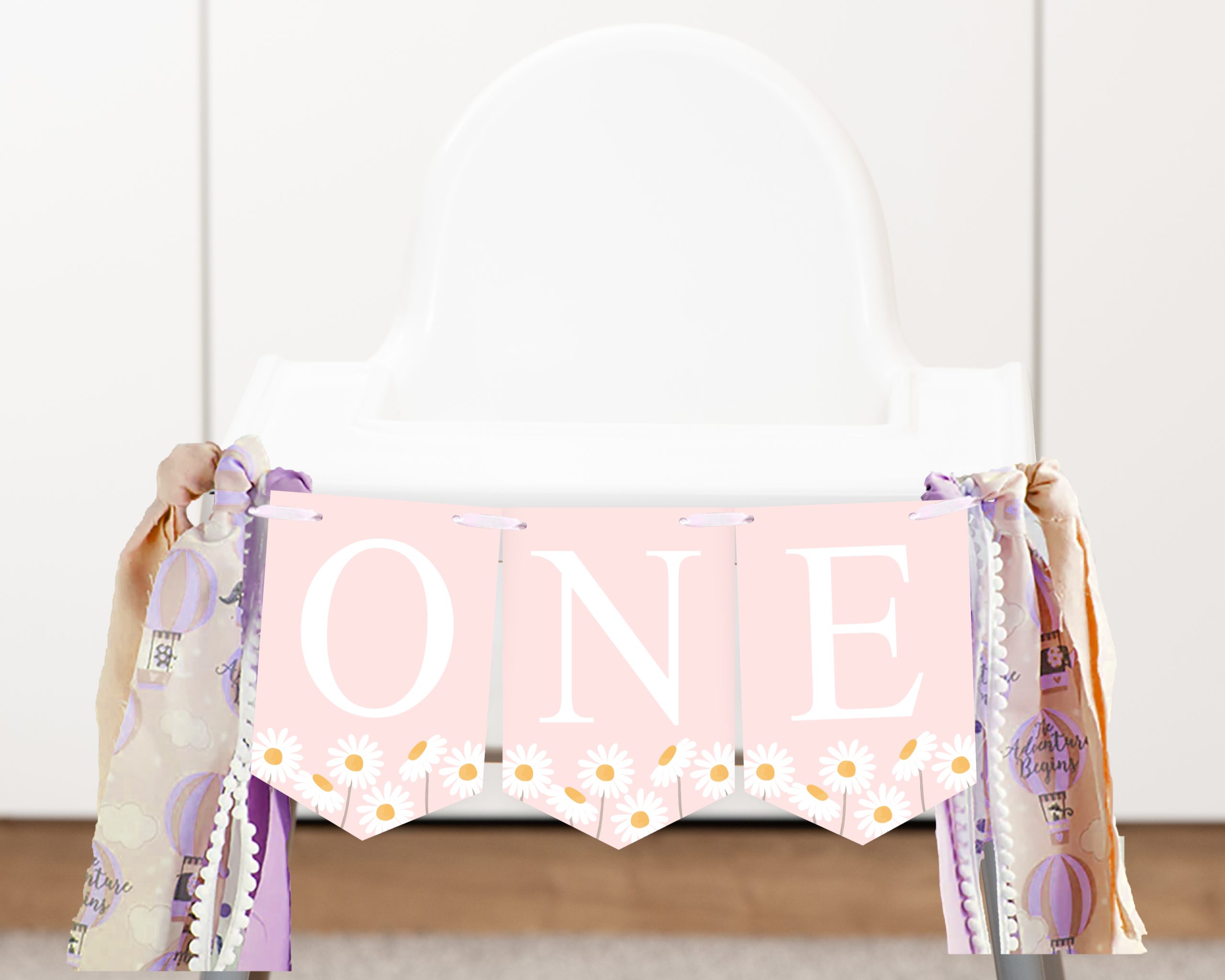 Bunting Flag Banner Daisy High Chair Banner Boho Daisy First Birthday ONE