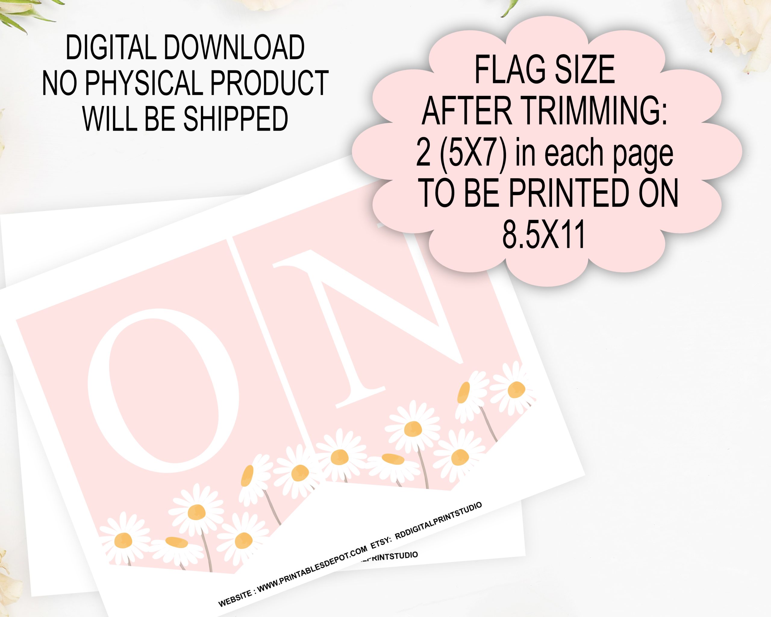 Bunting Flag Banner Daisy High Chair Banner Boho Daisy First Birthday ONE