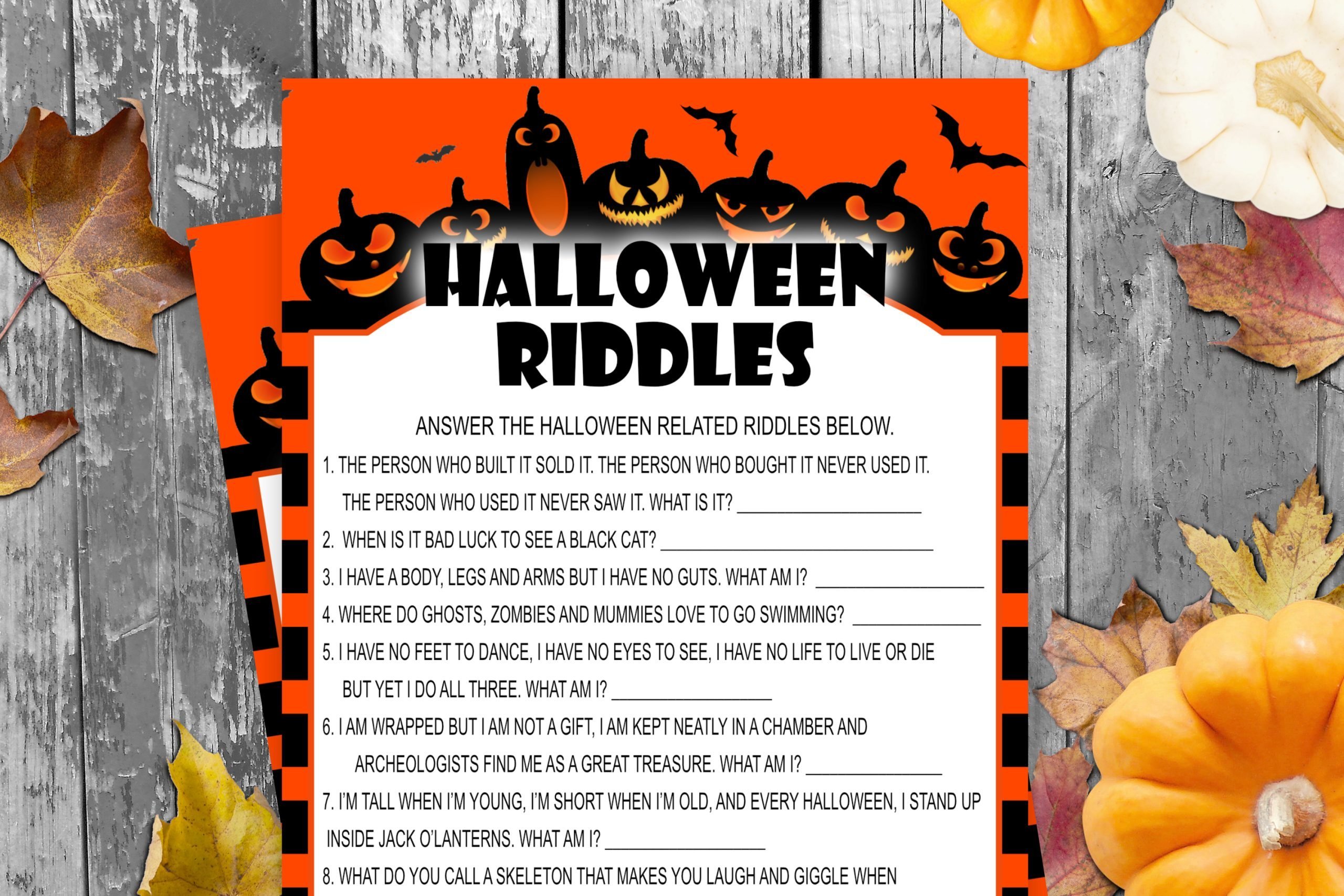 Halloween Halloween Riddles Party Game, PRINTABLE, Fun for Kids and Adult Adults