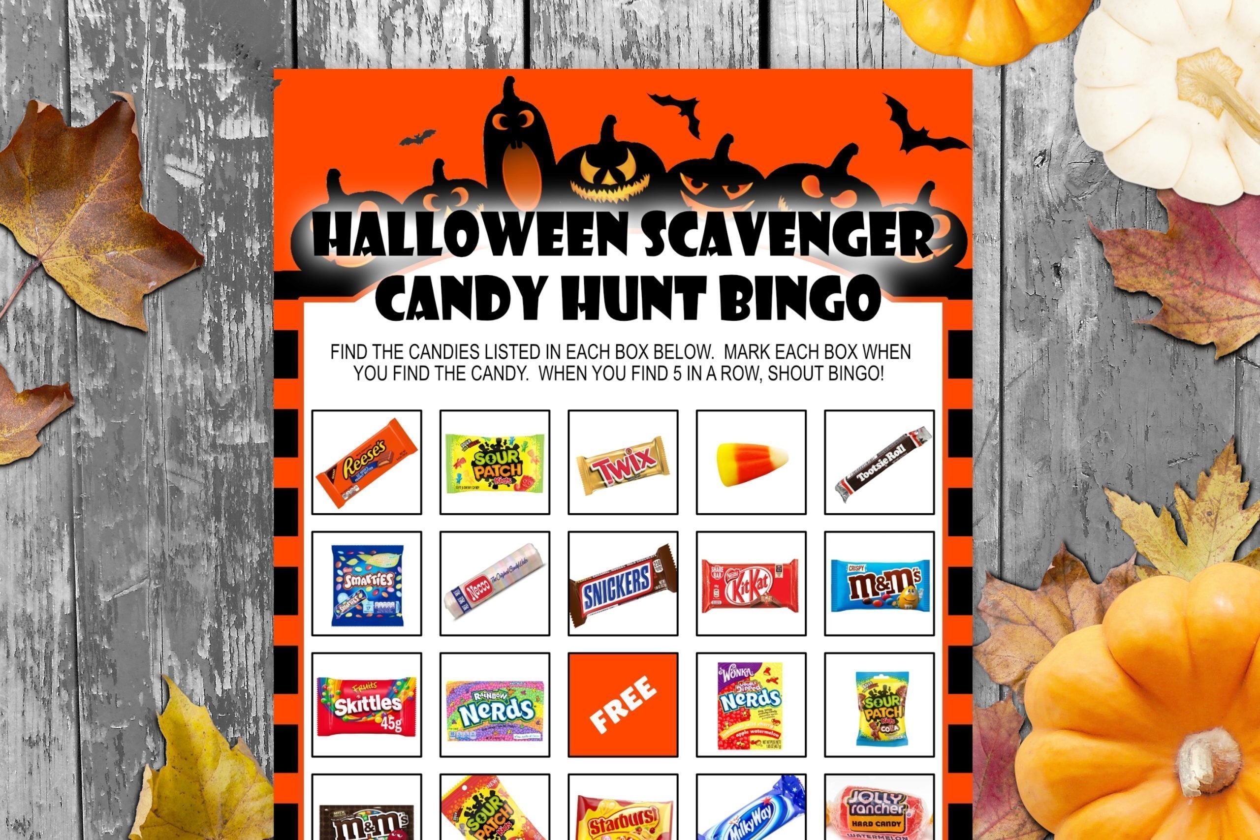 Halloween Halloween Scavenger Candy Hunt Bingo Game Printable for Kids and Adults Bingo_Game