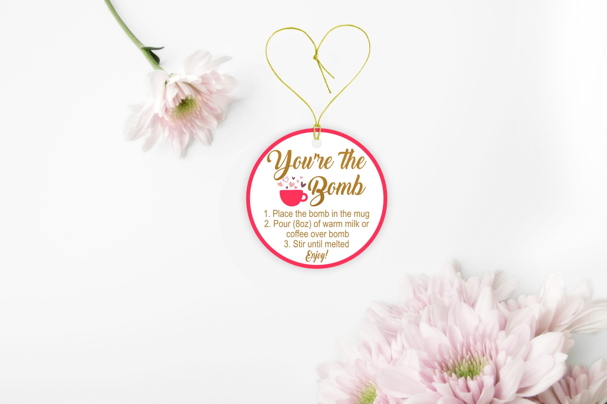 HOLIDAY Valentine Hot Cocoa Bomb Tag, Bomb Instructions,  Favor Tags ,Valentine Gift ,You’re The Bomb PRINTABLE 2x2" tags