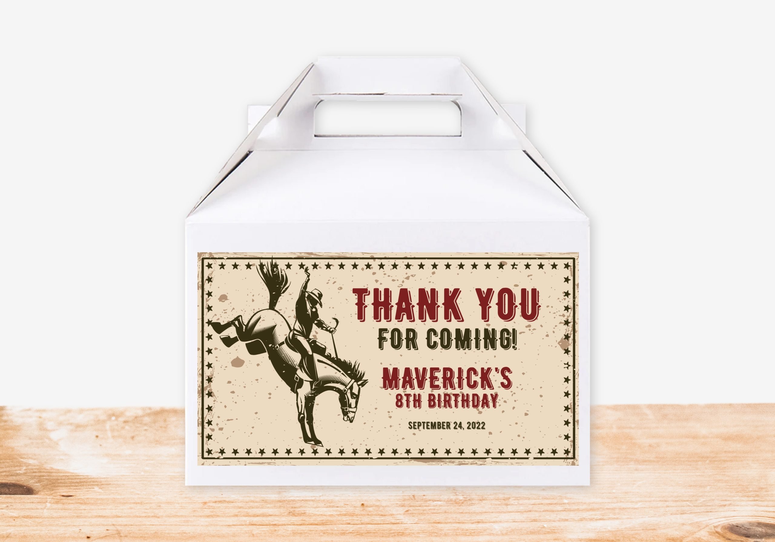 Gable Box - Treat Box Editable Rodeo Gable Box Favor Label Birthday Baby Shower